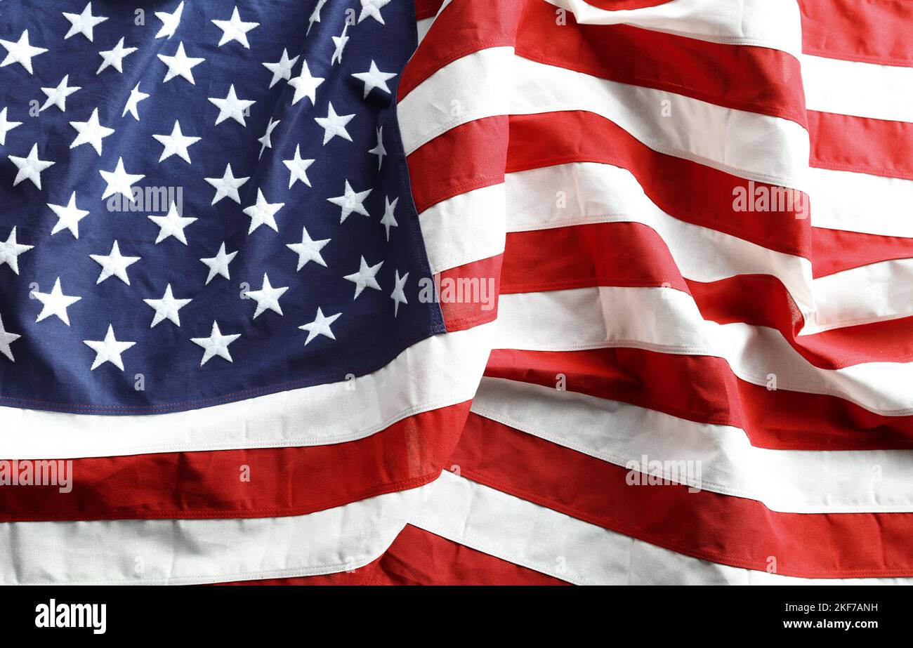 Primer plano de la ondulada bandera americana Foto de stock