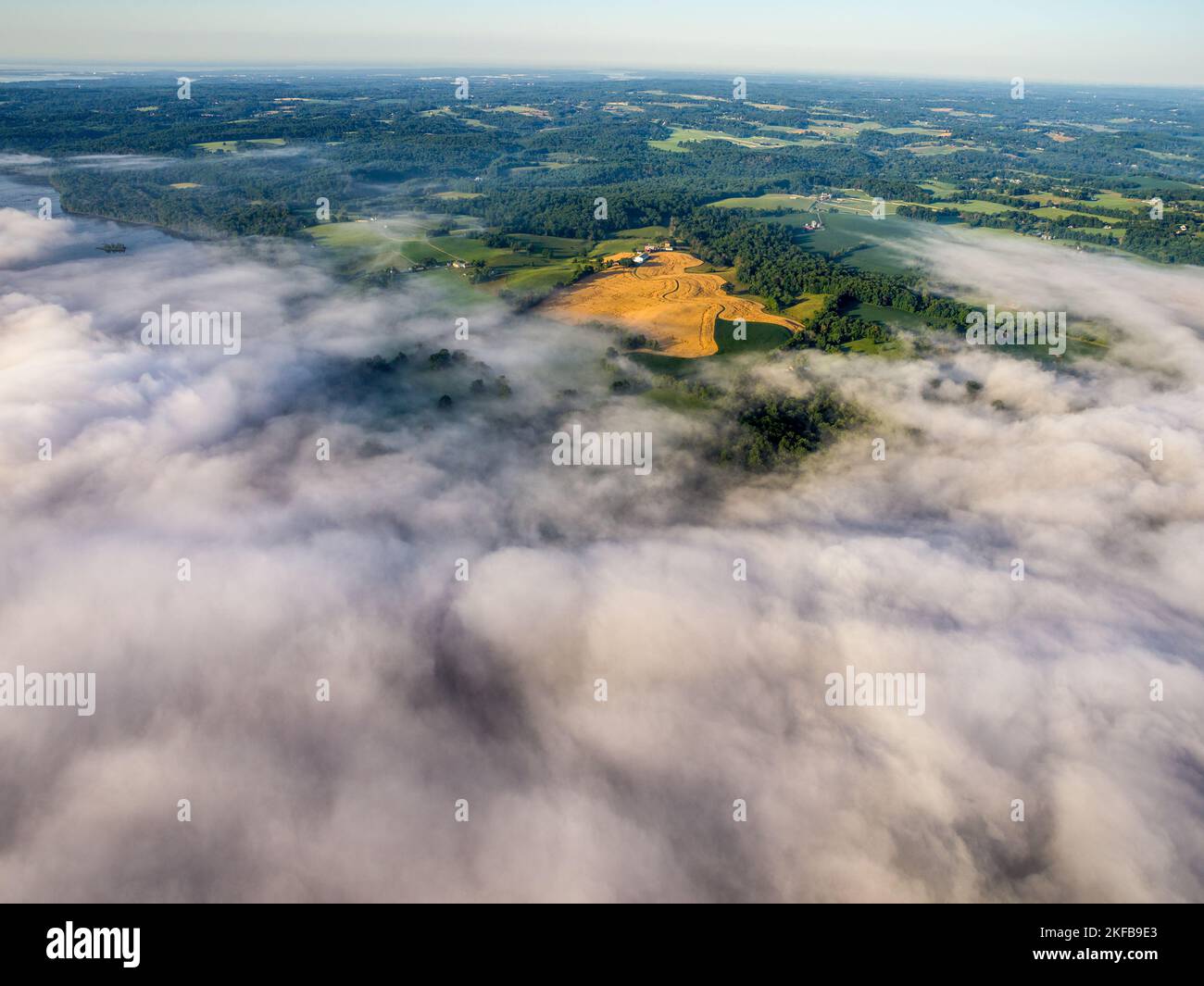 Vista aérea de las tierras de labranza en el condado de Harford Foto de stock