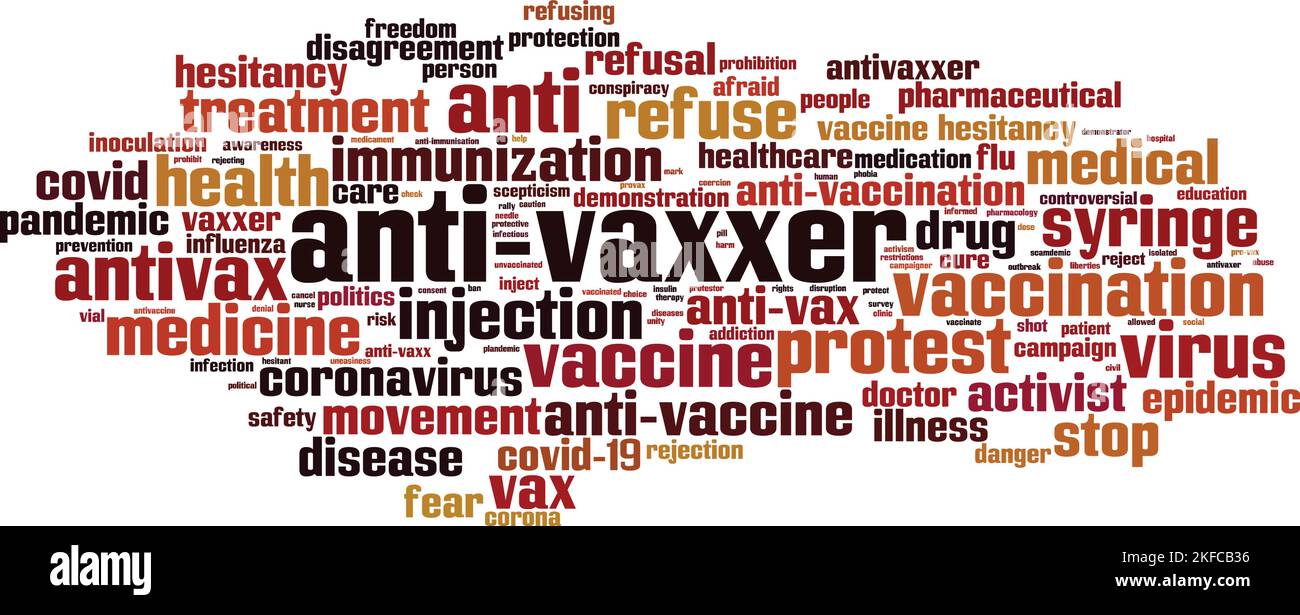 Concepto de nube de palabras anti-vaxxer. Collage hecho de palabras sobre anti-vaxxer. Ilustración vectorial Ilustración del Vector