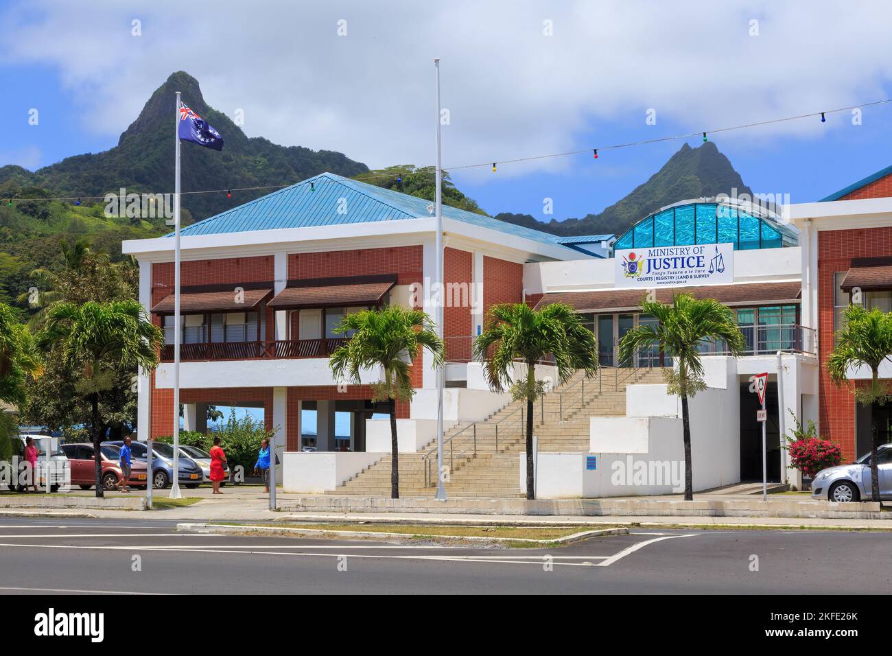 Edificio del Ministerio de Justicia en la ciudad de Avarua, Rarotonga, Islas Cook Foto de stock