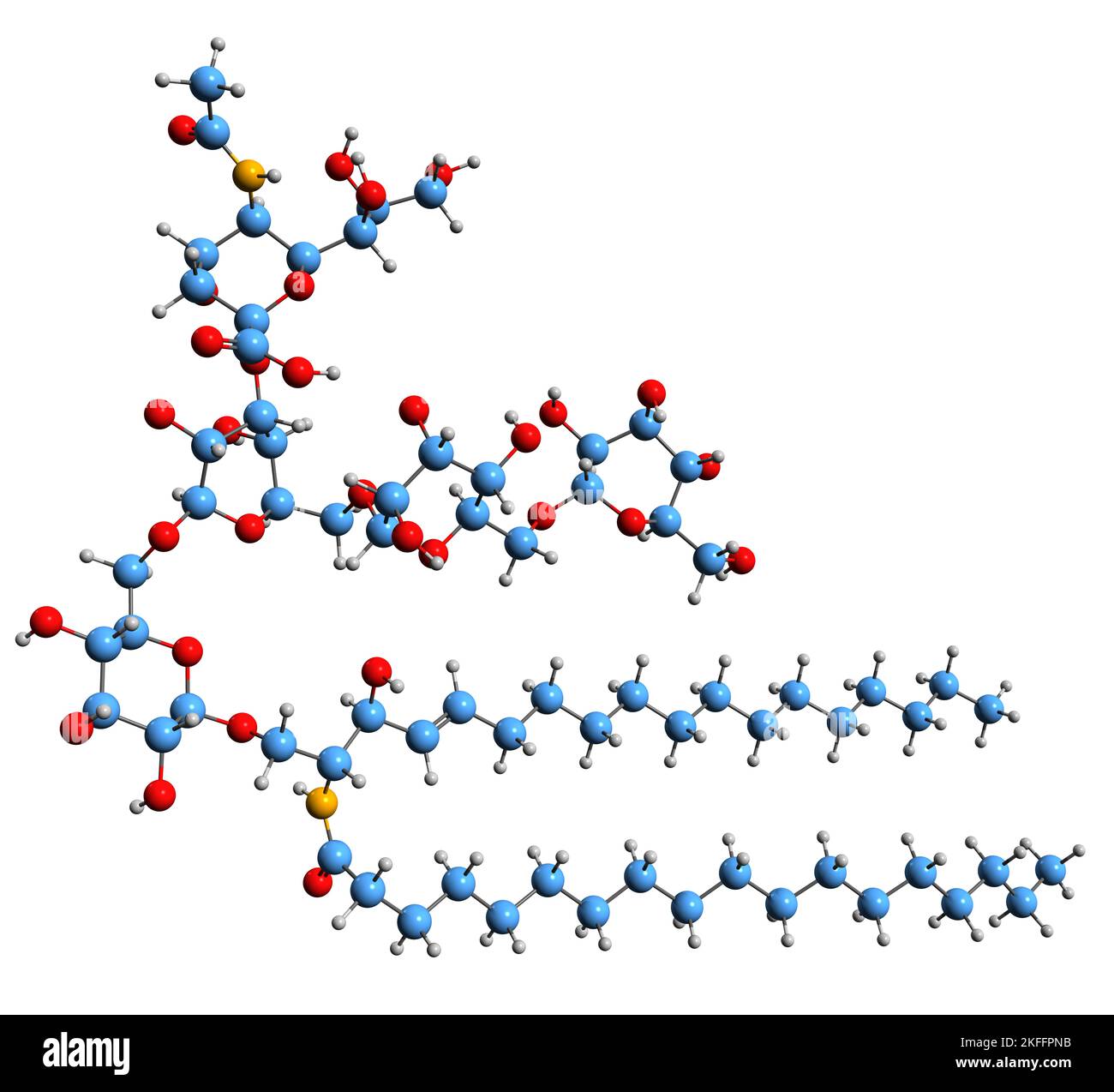 3D imagen de la fórmula esquelética gangliósido estructura química