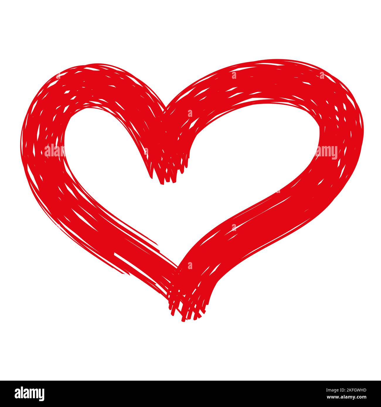 Vector cardíaco de pincelada. Ilustración de forma de corazón. Forma de corazón aislado de color rojo dibujado a mano. Ilustración del Vector