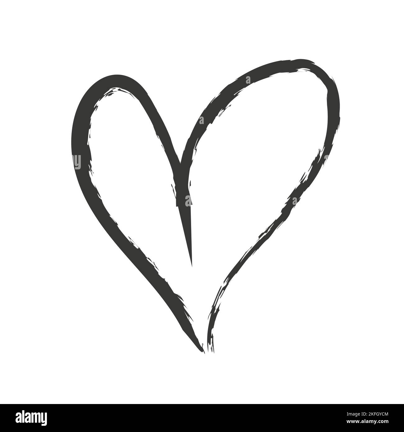 Corazón pintado a mano. Símbolo de corazón de trazo de pincel negro vectorial. Bonita ilustración con forma de corazón de tinta. Ilustración del Vector