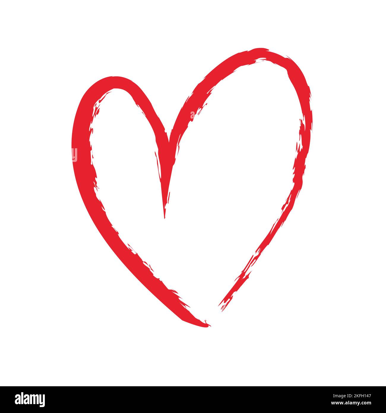 Forma del corazón. Estilo de pincelada de corazón original. Ilustración dibujada a mano del símbolo del corazón vectorial. Ilustración del Vector