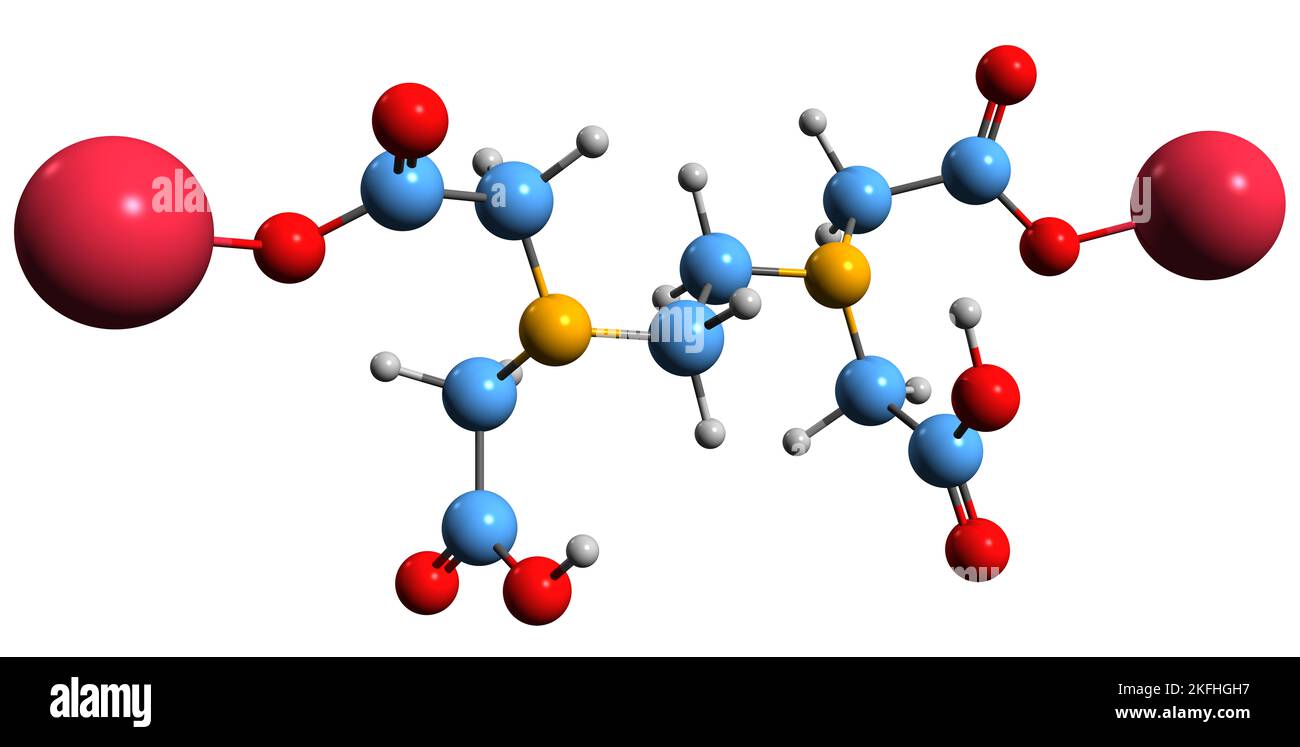 3D imagen de la fórmula esquelética de la sal disódica EDTA estructura química molecular del