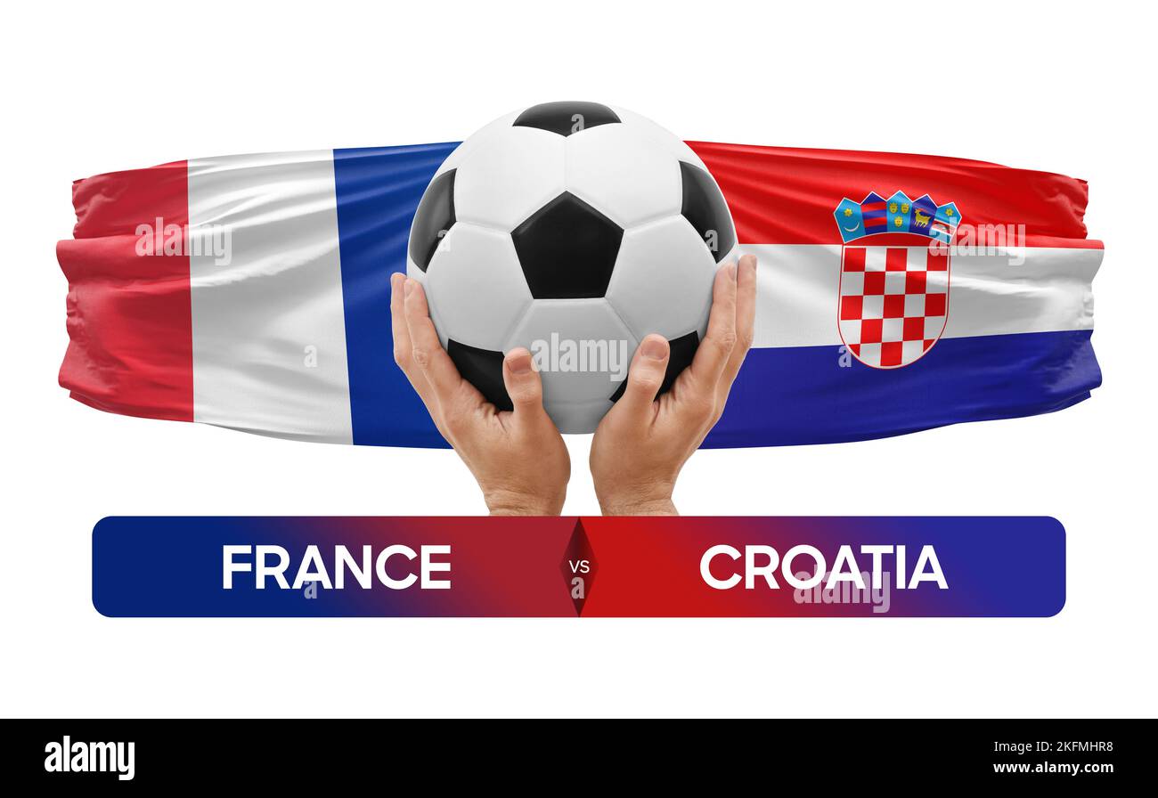 Francia vs Croacia equipo nacional fútbol partido concepto de competición. Foto de stock