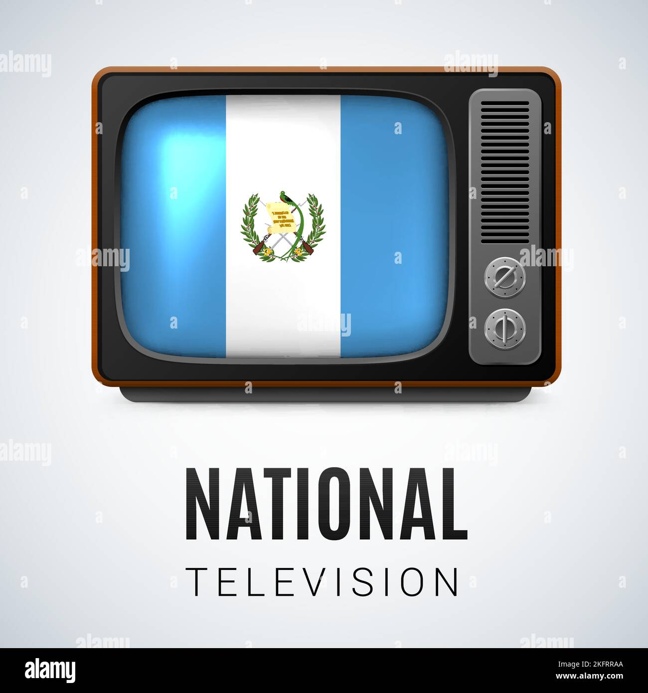 Vintage TV y Bandera de Guatemala como símbolo de televisión nacional