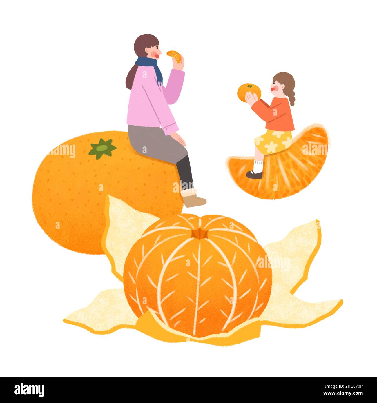 comida callejera de invierno coreana ilustration mandarine, tangerine Foto de stock