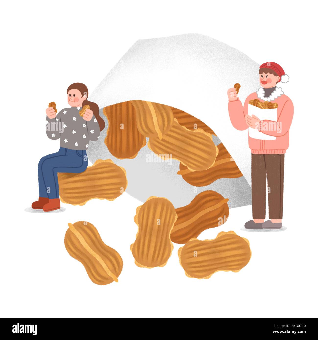 ilustración de comida callejera de invierno coreana pan de maní Foto de stock