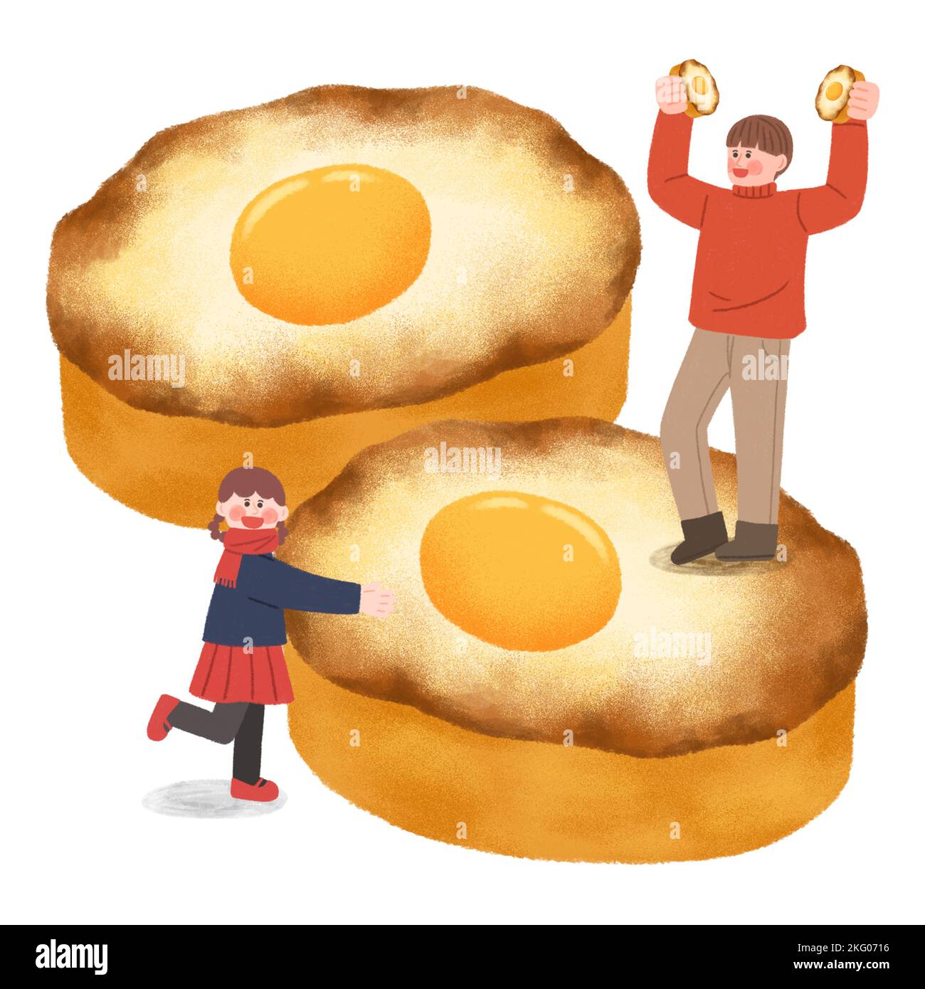 comida callejera de invierno coreana ilustración pan de huevo Foto de stock