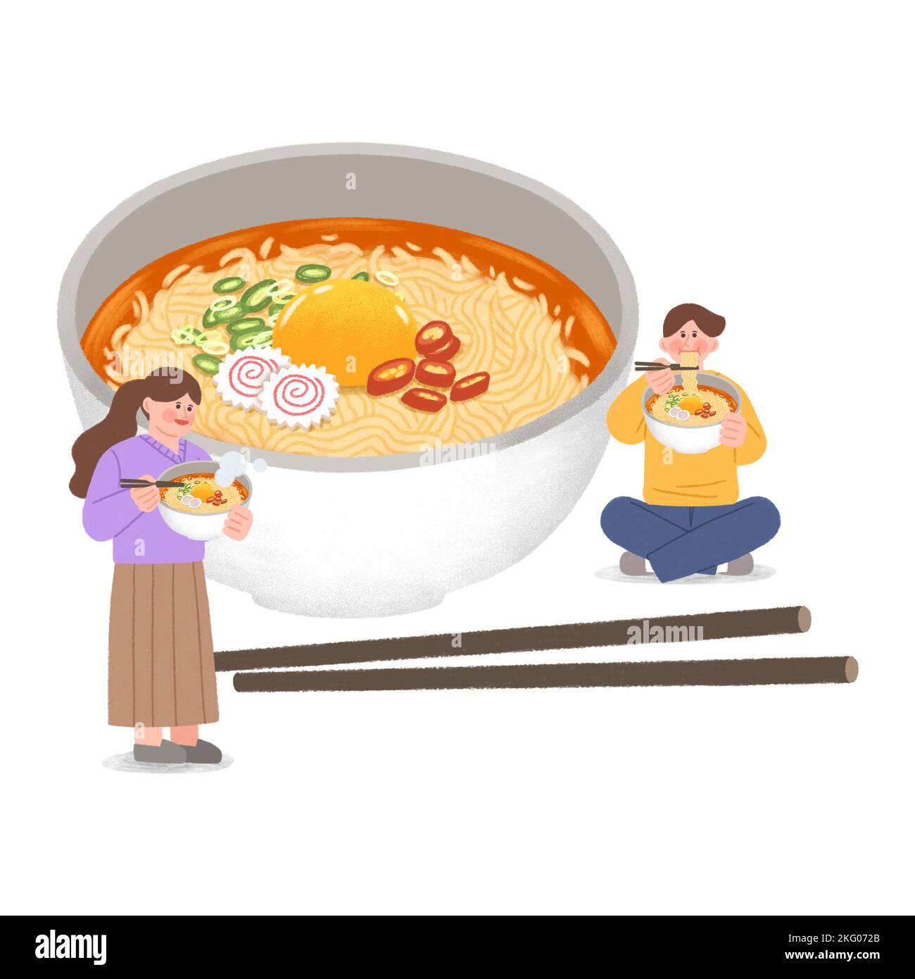 comida callejera de invierno coreana illustration ramen Foto de stock