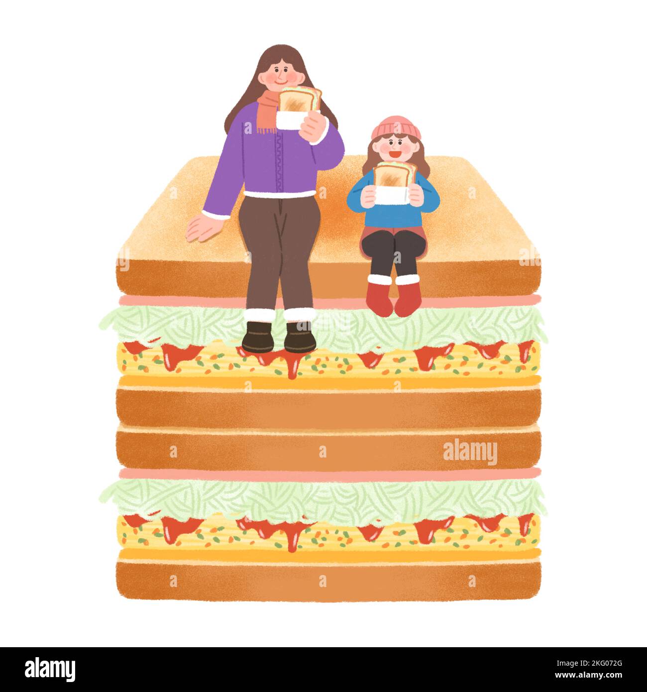 comida callejera de invierno coreana ilustration toast, sándwich Foto de stock