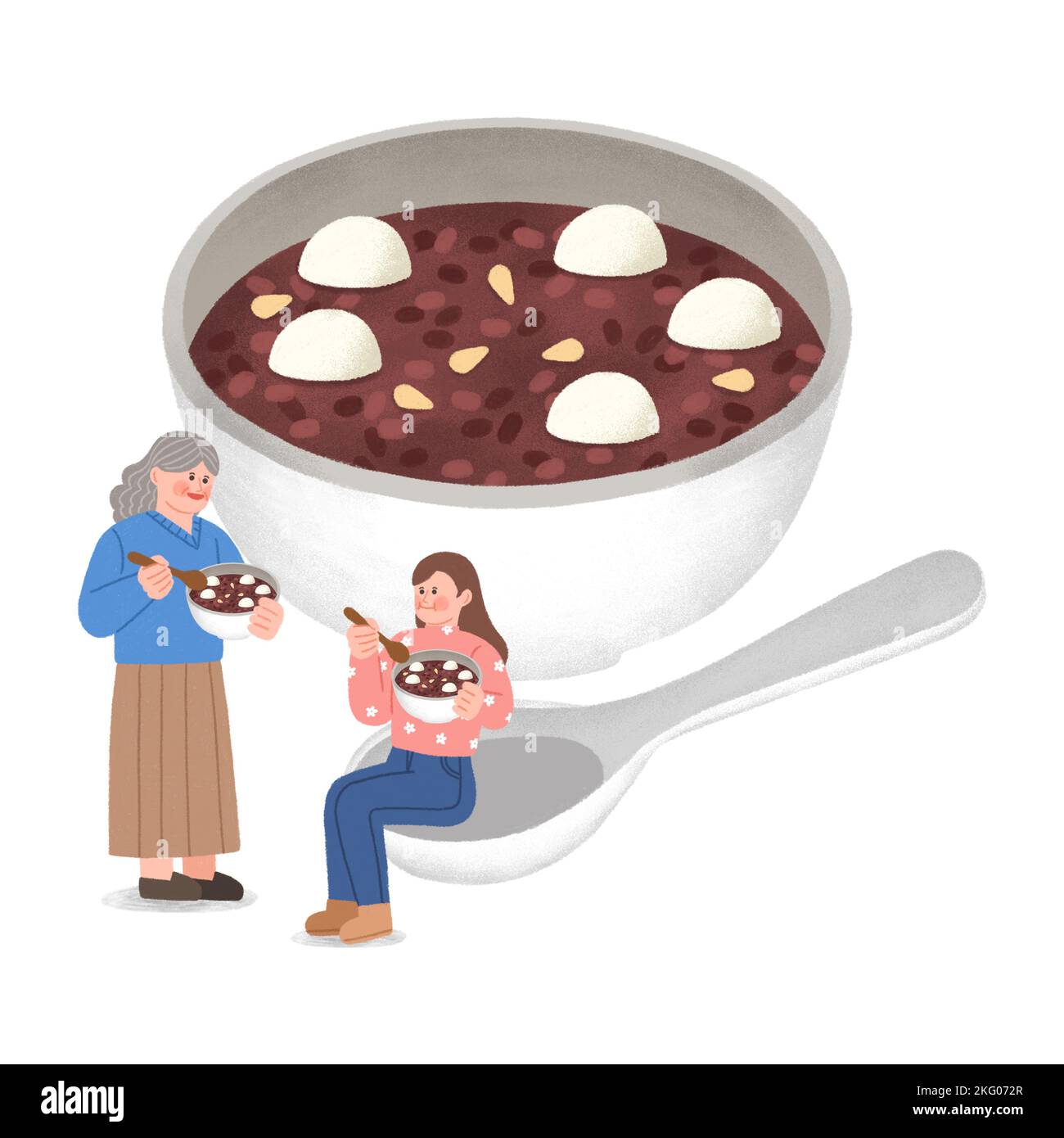comida callejera de invierno coreana illustration read gachas de frijoles Foto de stock