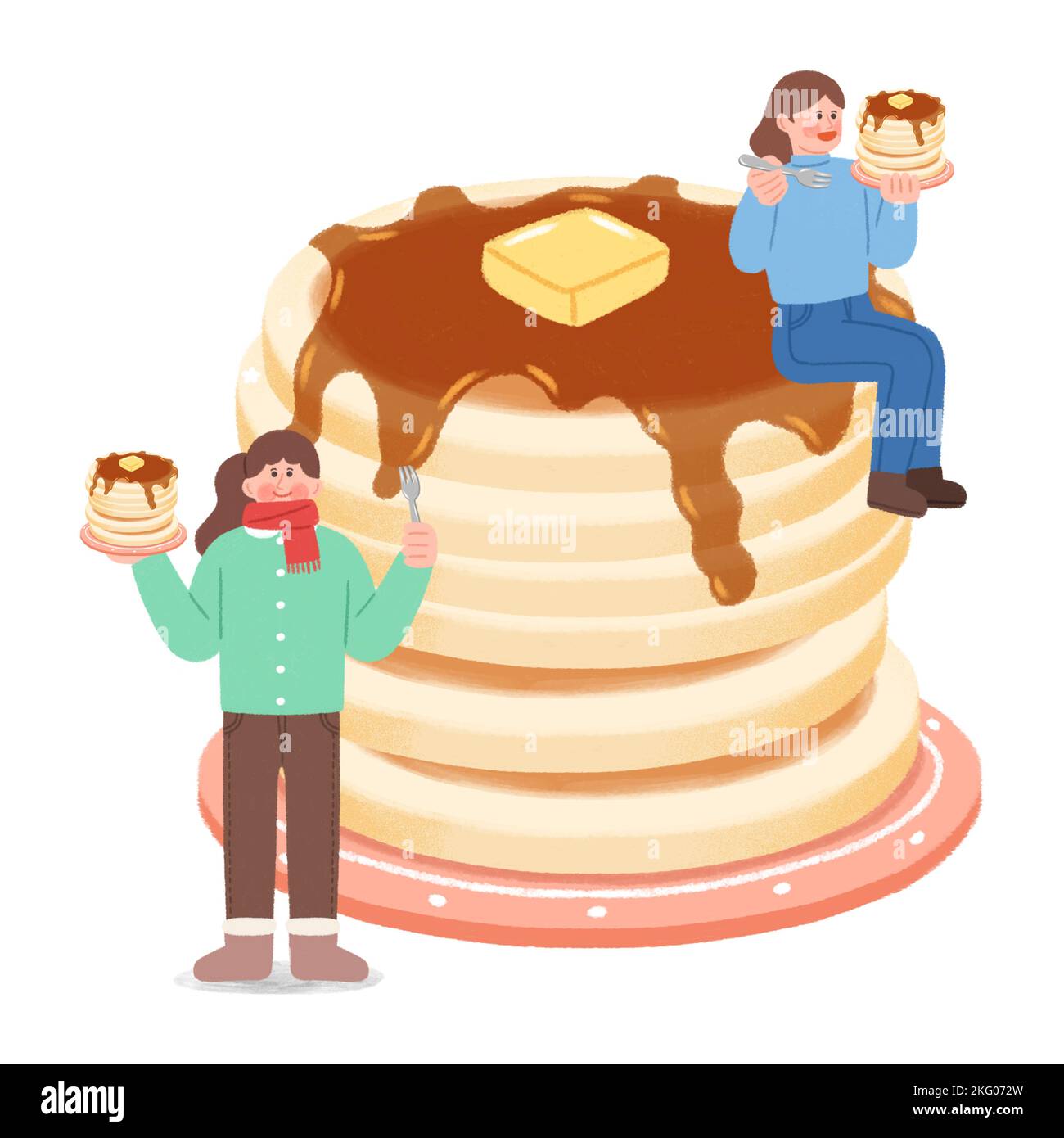 comida callejera de invierno coreana illustration pancake Foto de stock