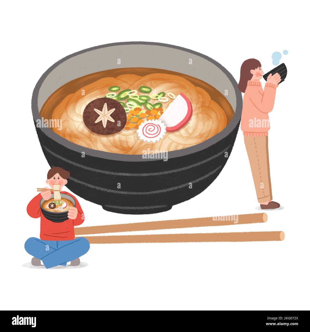 comida callejera de invierno coreana ilustración fideos Foto de stock