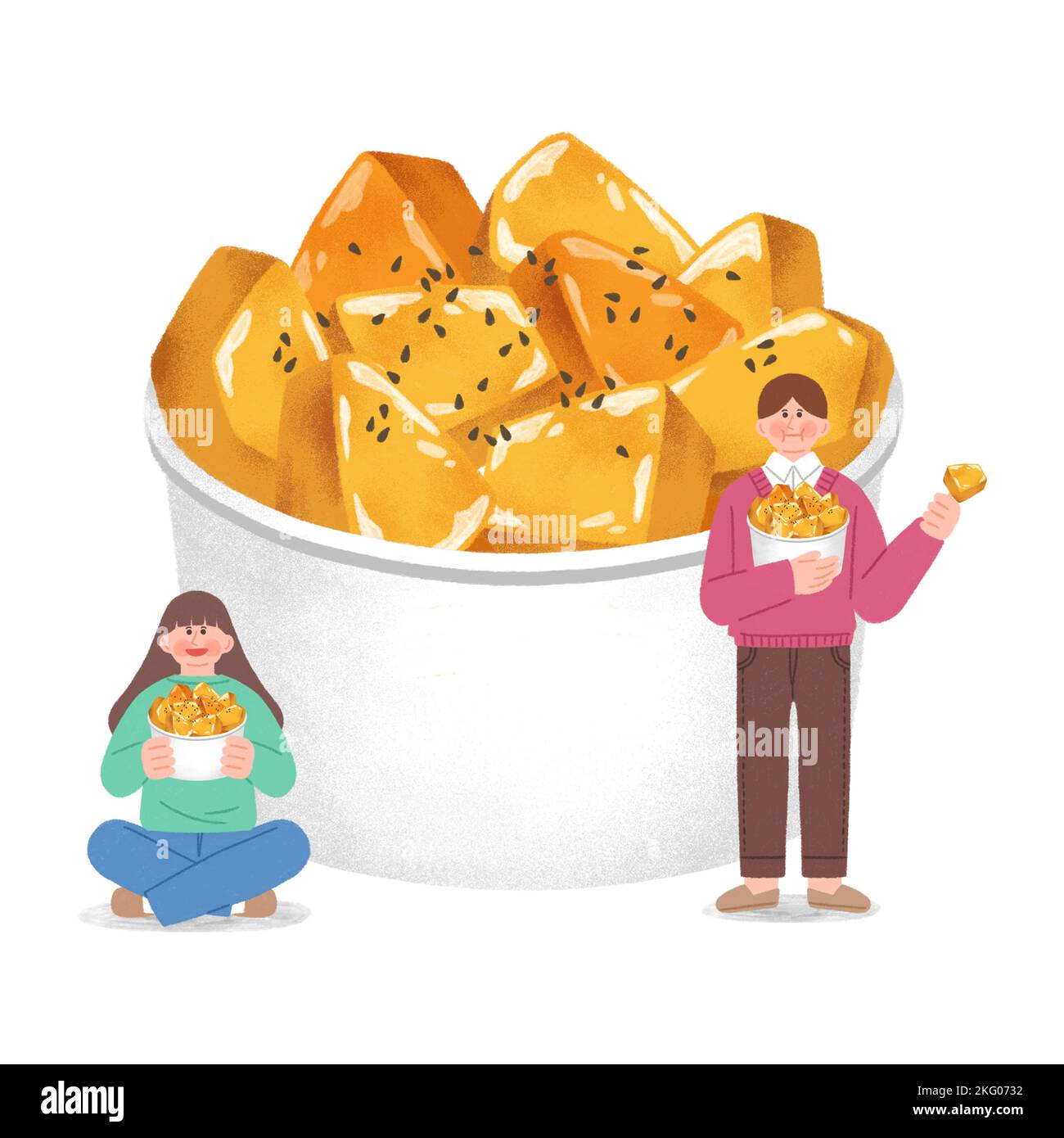 ilustración de comida callejera de invierno coreana boniato Foto de stock
