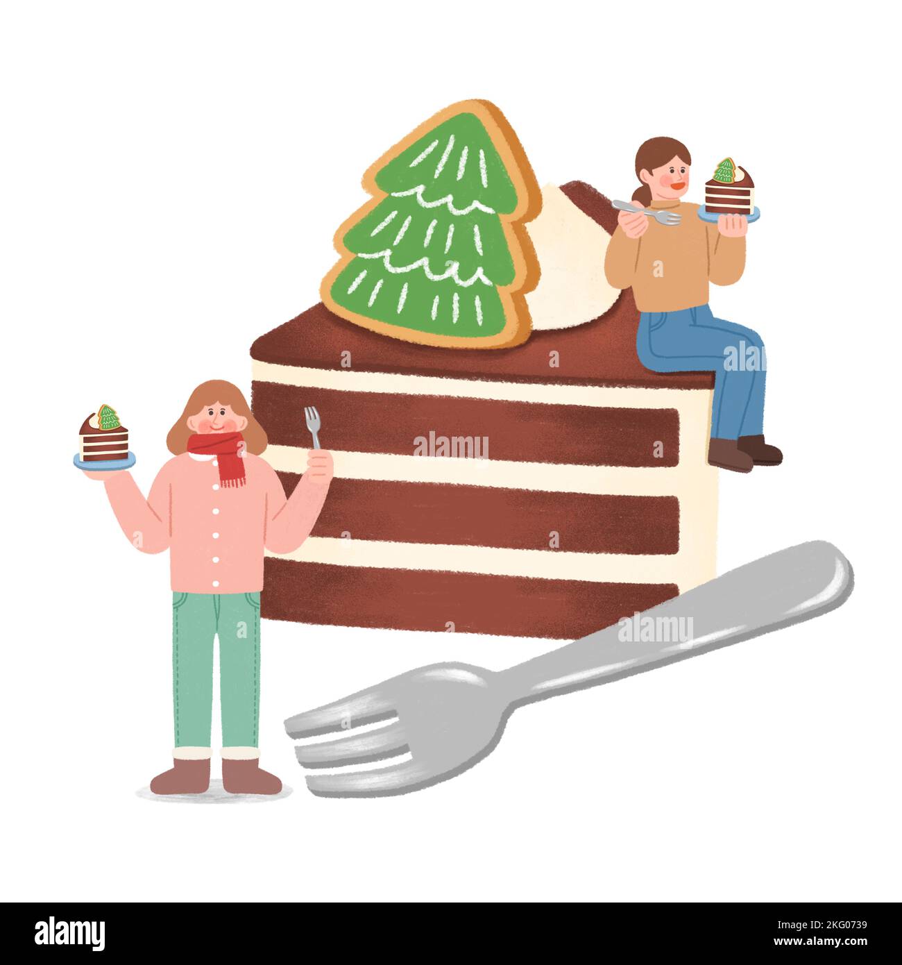 comida callejera de invierno coreana ilustración pastel de chocolate Foto de stock