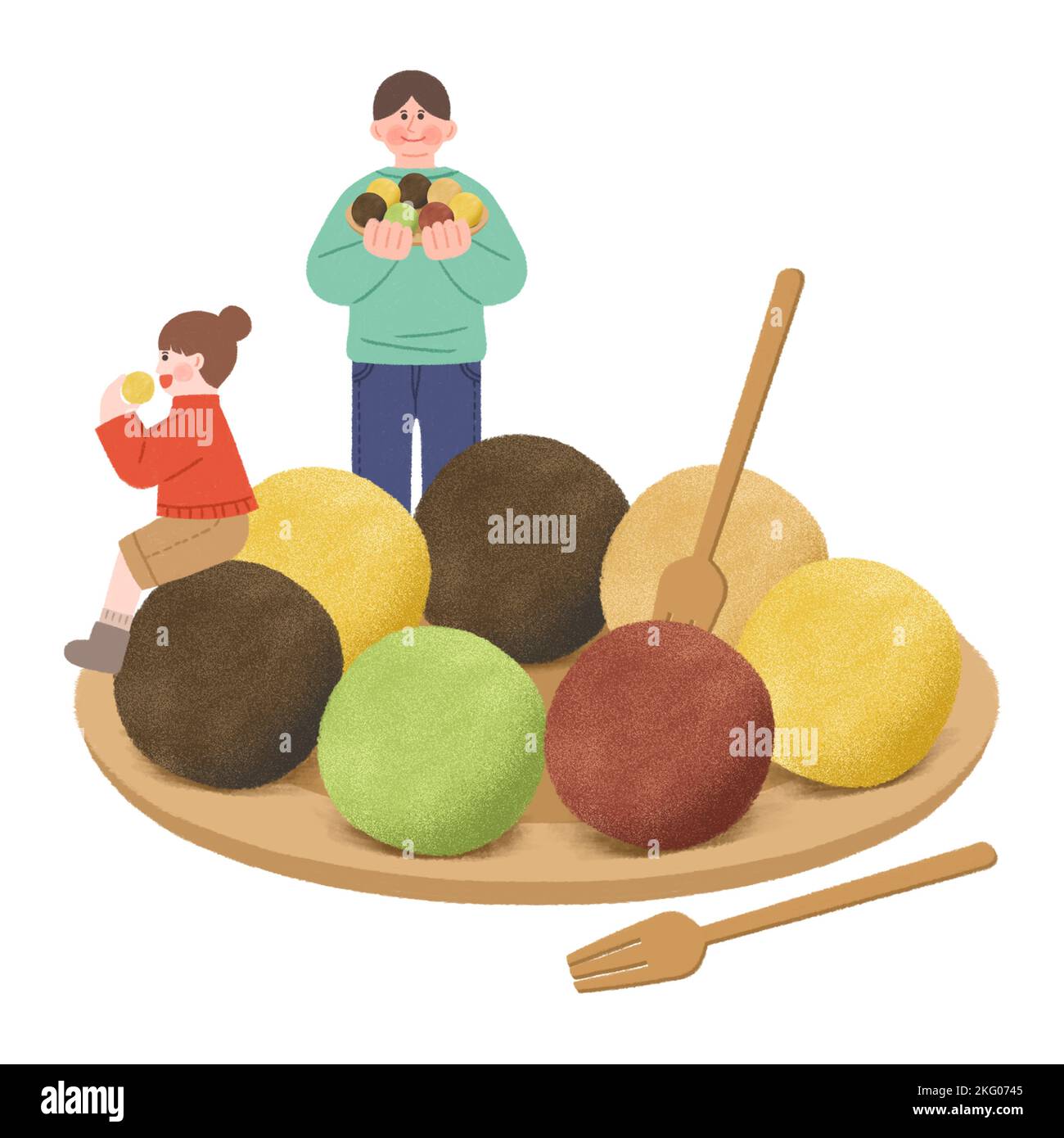 comida callejera de invierno coreana ilustration arroces cakes Foto de stock