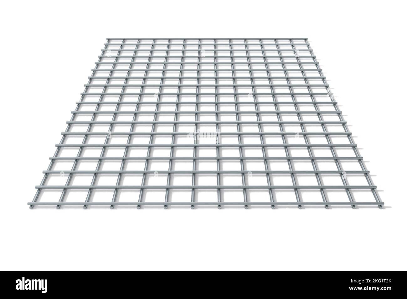 Malla de refuerzo de hormigón de acero aislada sobre fondo blanco - renderizado 3D Foto de stock