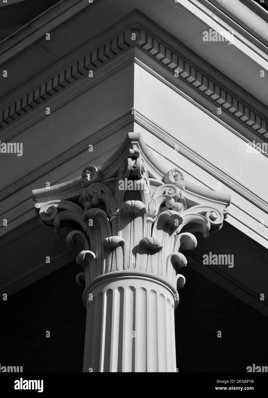 Columnas corintias en una gran Universidad de Texas. Foto de stock