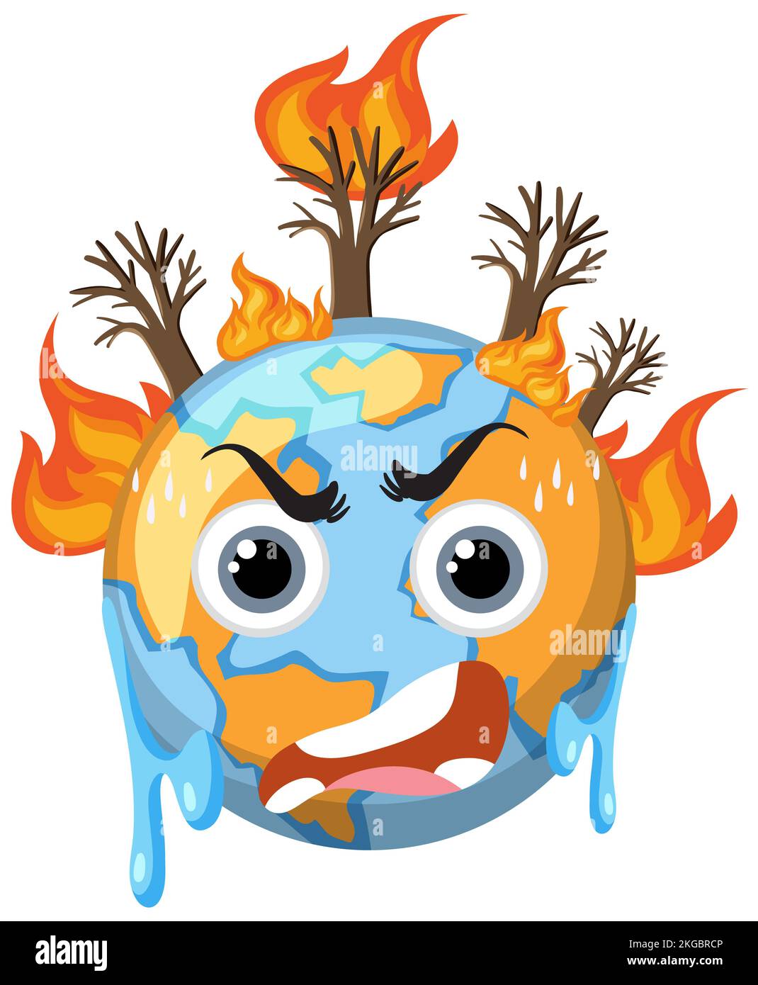 Personaje de dibujos animados de la tierra llorando del efecto