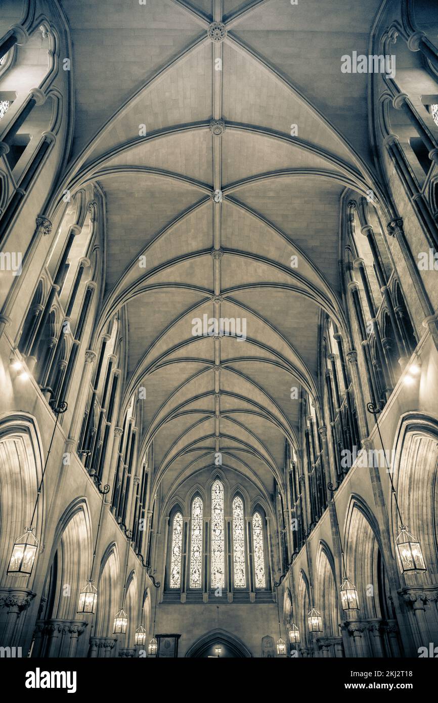Irlanda, Dublín, Catedral de San Patricio en Dublín, Irlanda, fundada en 1191, es la Catedral Nacional de la Iglesia de Irlanda. Con sus 43 metros Foto de stock