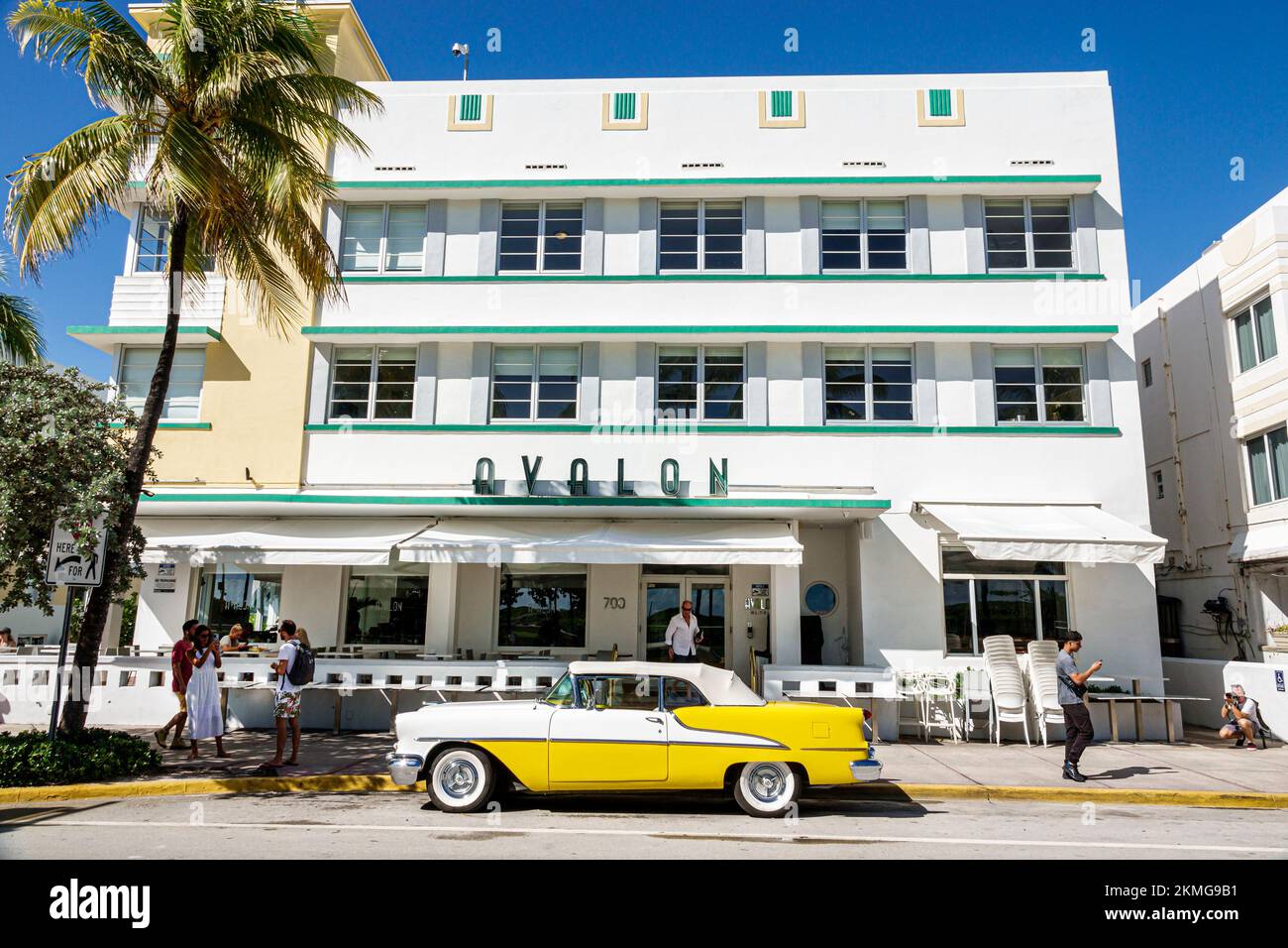Miami Beach Florida,South Beach Art Deco District Ocean Drive,Avalon Hotel HOTELS HOTELES HOSTALES HOSTALES HOSTALES inn,FUERA DE LOS EDIFICIOS DE ENTRADA FRONTAL EXTERIOR Foto de stock