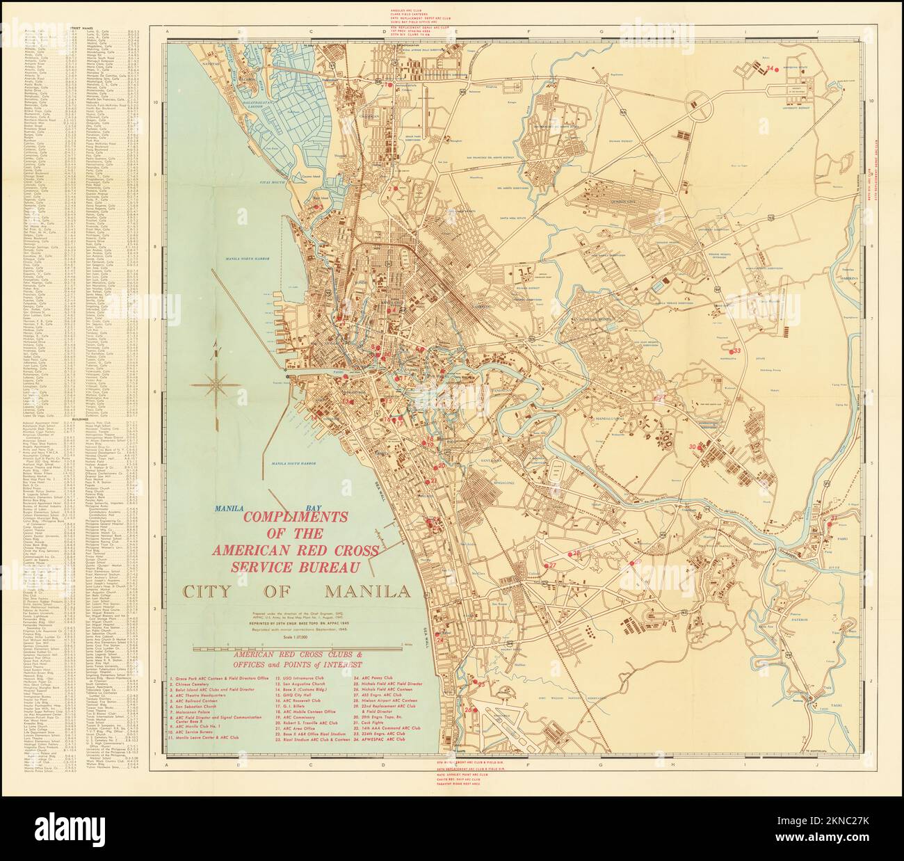 Plano de la ciudad vintage de Manila y el área alrededor de ella desde el siglo 20th. Los mapas están bellamente ilustrados a mano y grabados mostrándolo en el momento. Foto de stock