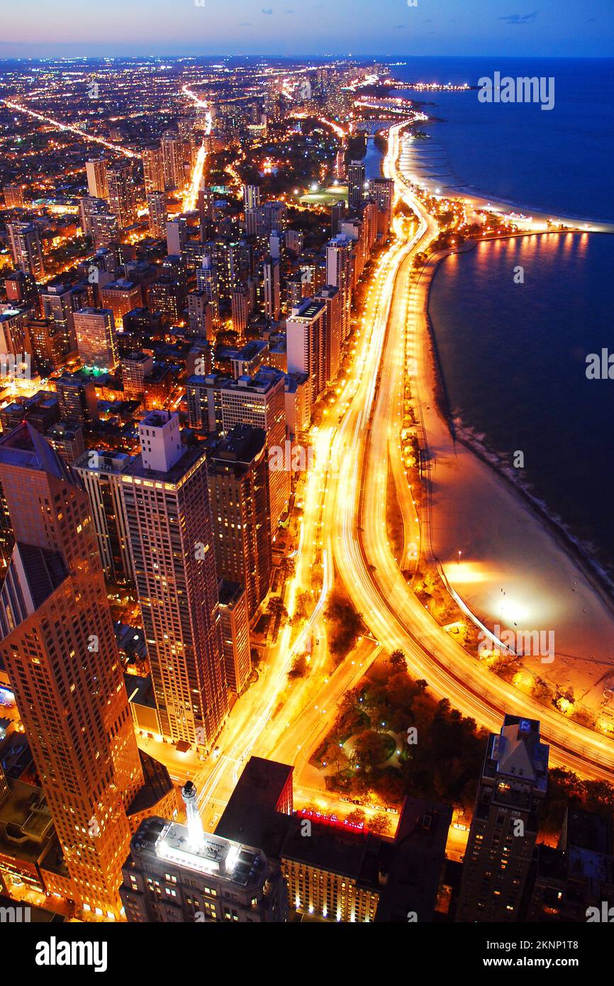 Una vista aérea de Lake Shore Drive, Chicago Foto de stock