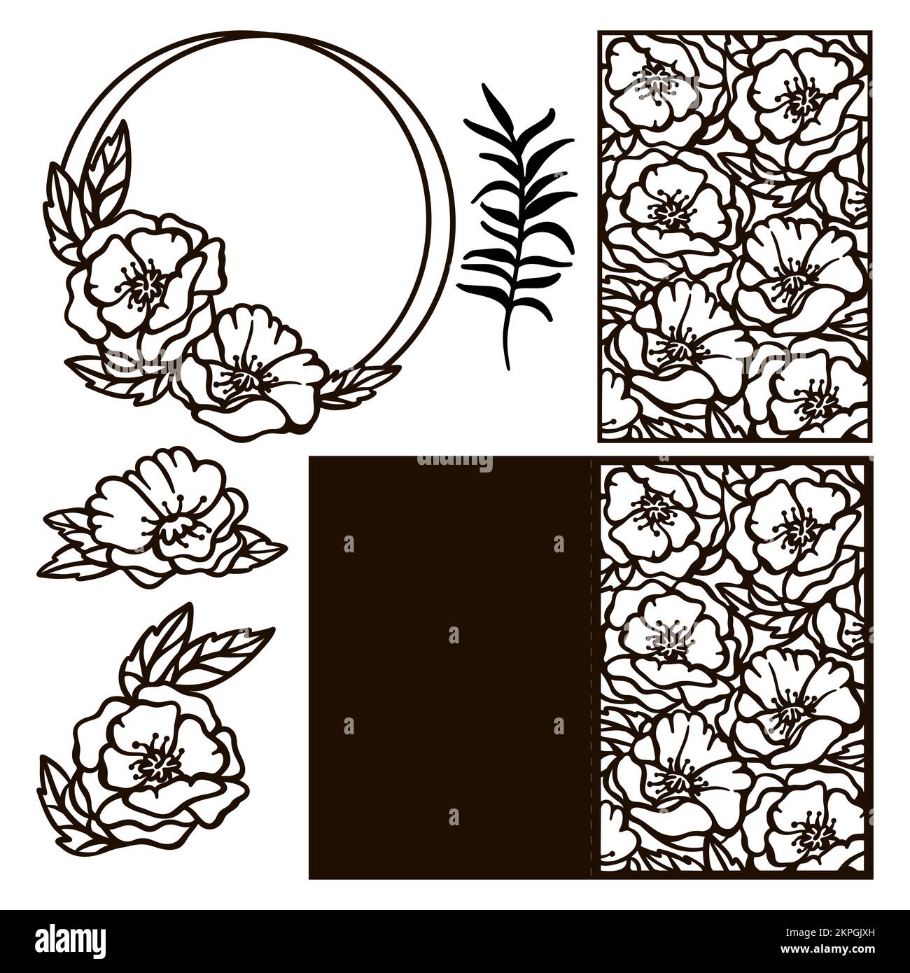 AMAPOLAS TARJETA DE CORONA Monocromo Boda Colección de Flores y Tarjeta