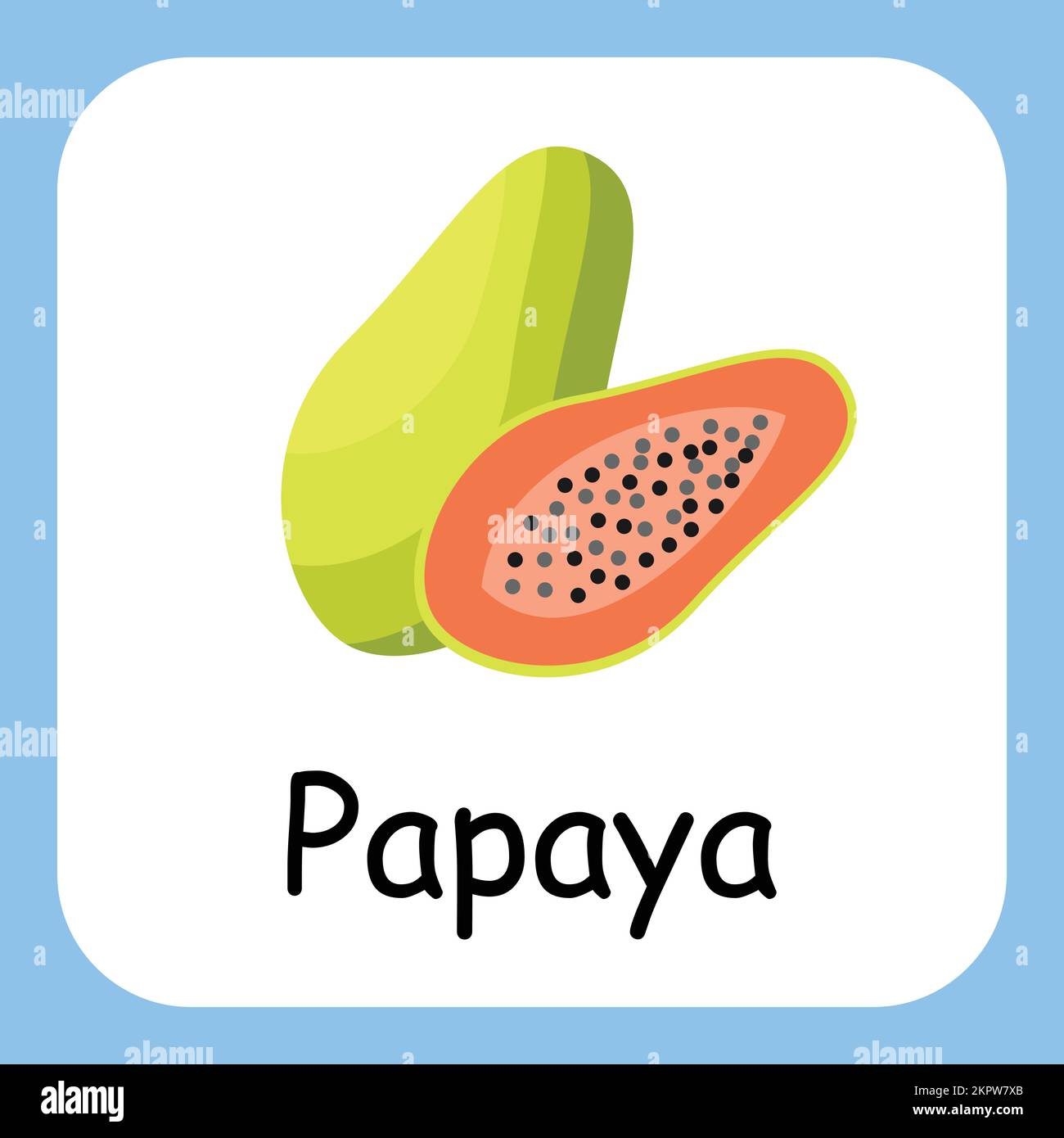 Papaya Clip Art, Ilustración para Niños, ilustración de frutas de