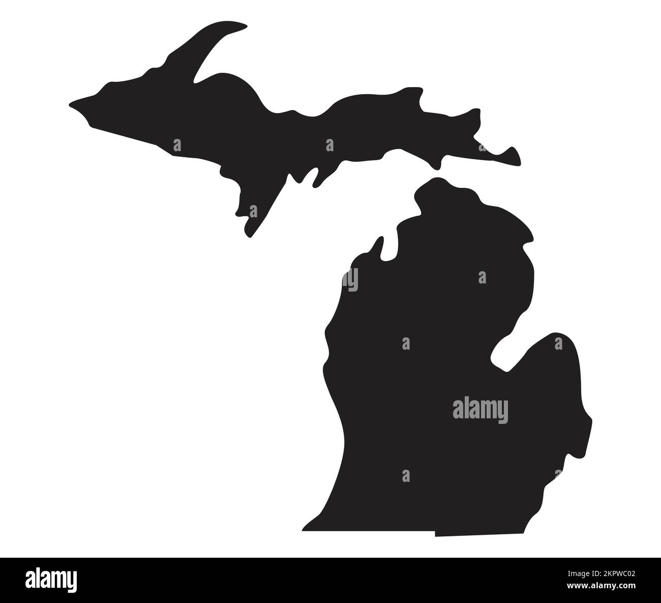 Michigan mi estado mapa forma silueta contorno simplificado vector aislado sobre fondo blanco