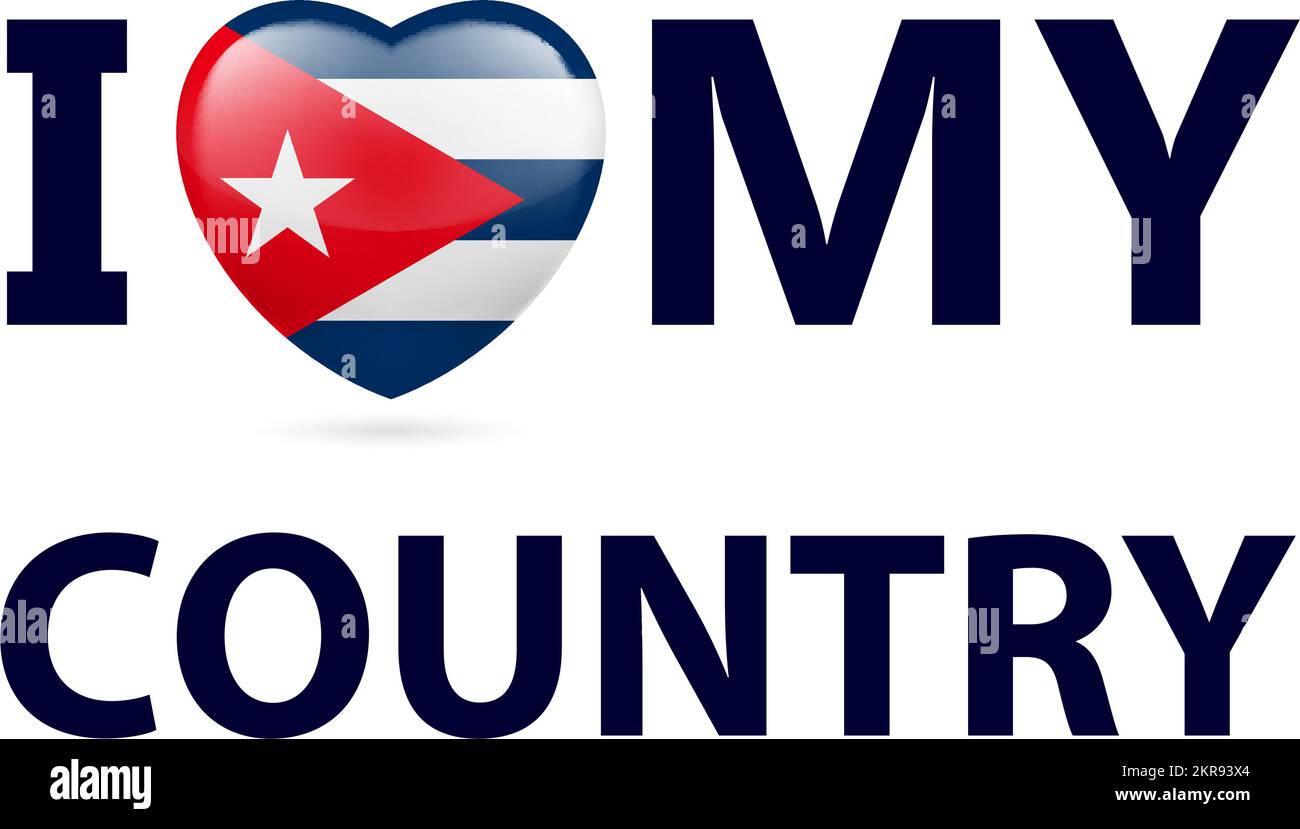 Corazón con bandera cubana. Amo a mi país - Cuba Ilustración del Vector