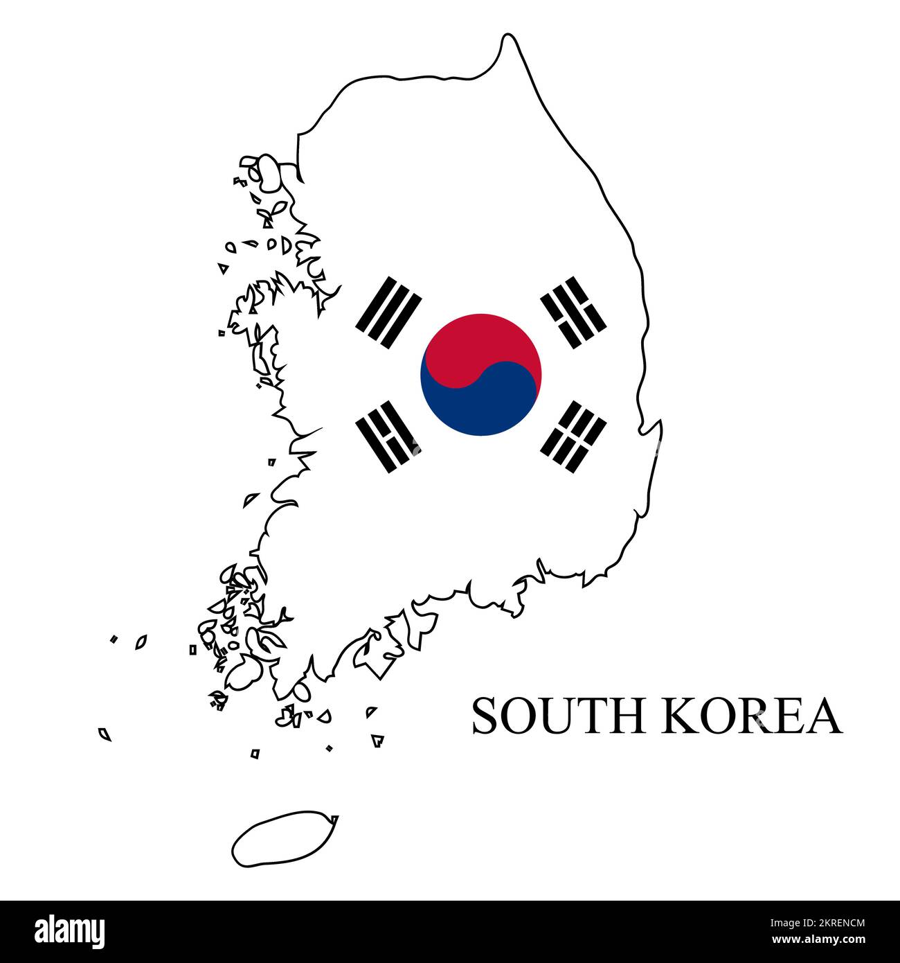 Ilustración vectorial del mapa de Corea del Sur. Economía global. País famoso. Asia Oriental Ilustración del Vector