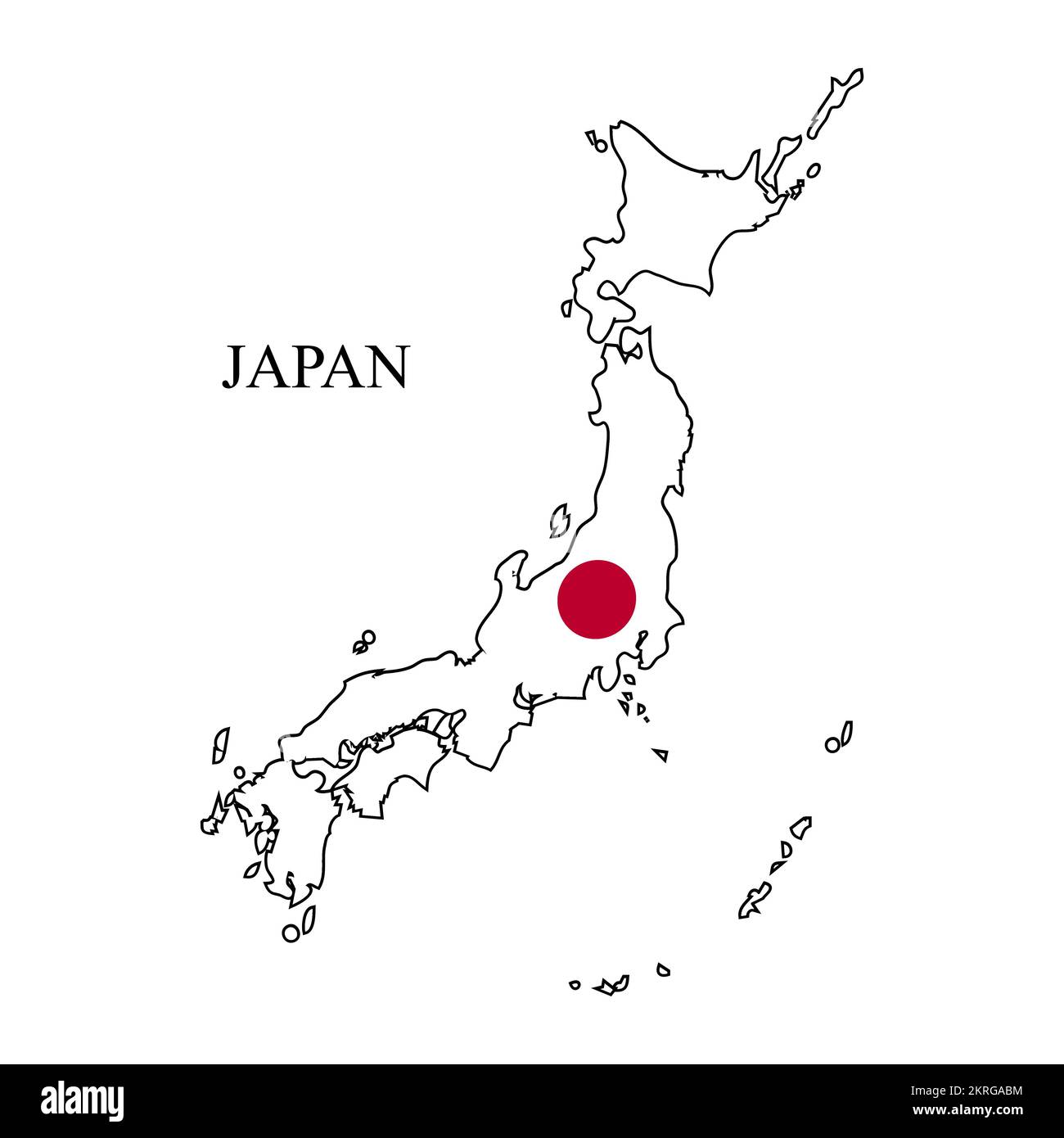 Ilustración vectorial del mapa de Japón. Economía global. País famoso. Asia Oriental Ilustración del Vector