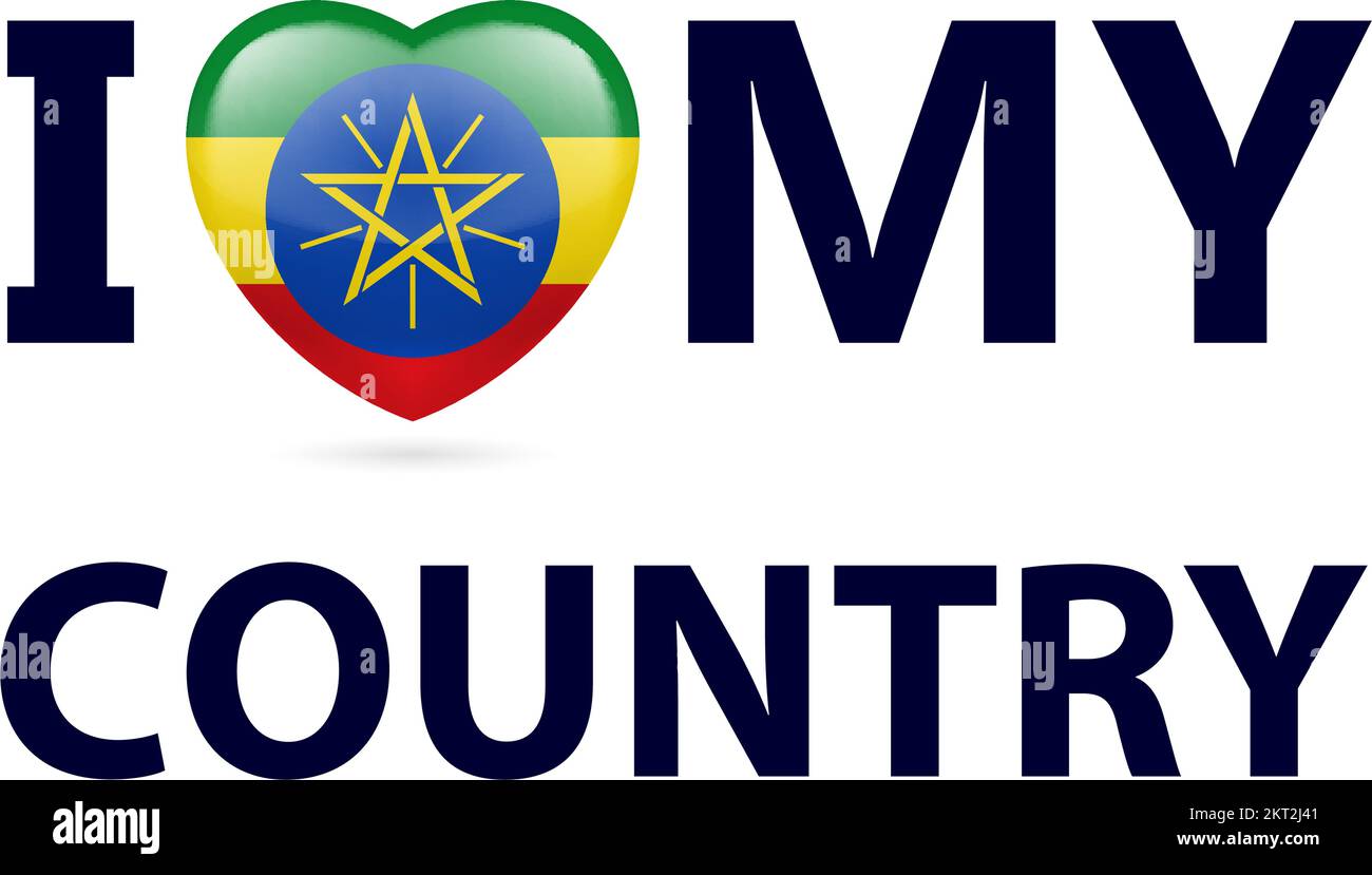 Corazón con colores de bandera etíope. Amo a mi país - Etiopía Ilustración del Vector