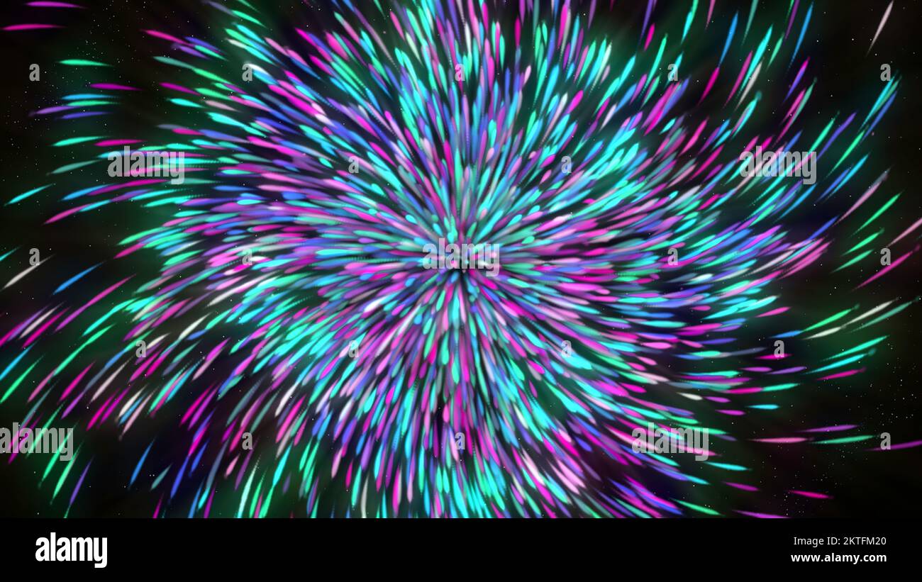 Explosión de colores brillantes de partículas en corriente. Movimiento