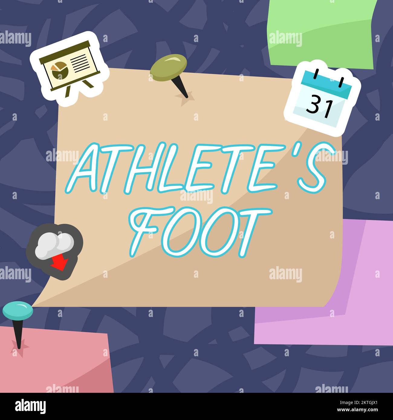 Leyenda conceptual Pie de atleta, Business muestra una infección por hongos en el pie marcada