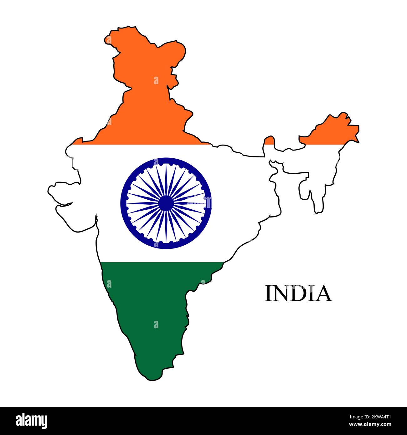 Ilustración vectorial del mapa de la India. Economía global. País famoso. Asia meridional Ilustración del Vector