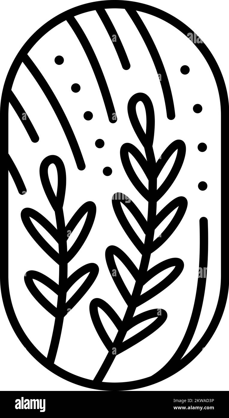 Vector Espinilletes de trigo en rama para panadería Café o Granja Etiqueta de Producto Eco Logo Diseño de plantas orgánicas. Emblema redondo de estilo lineal. Harina de época Ilustración del Vector