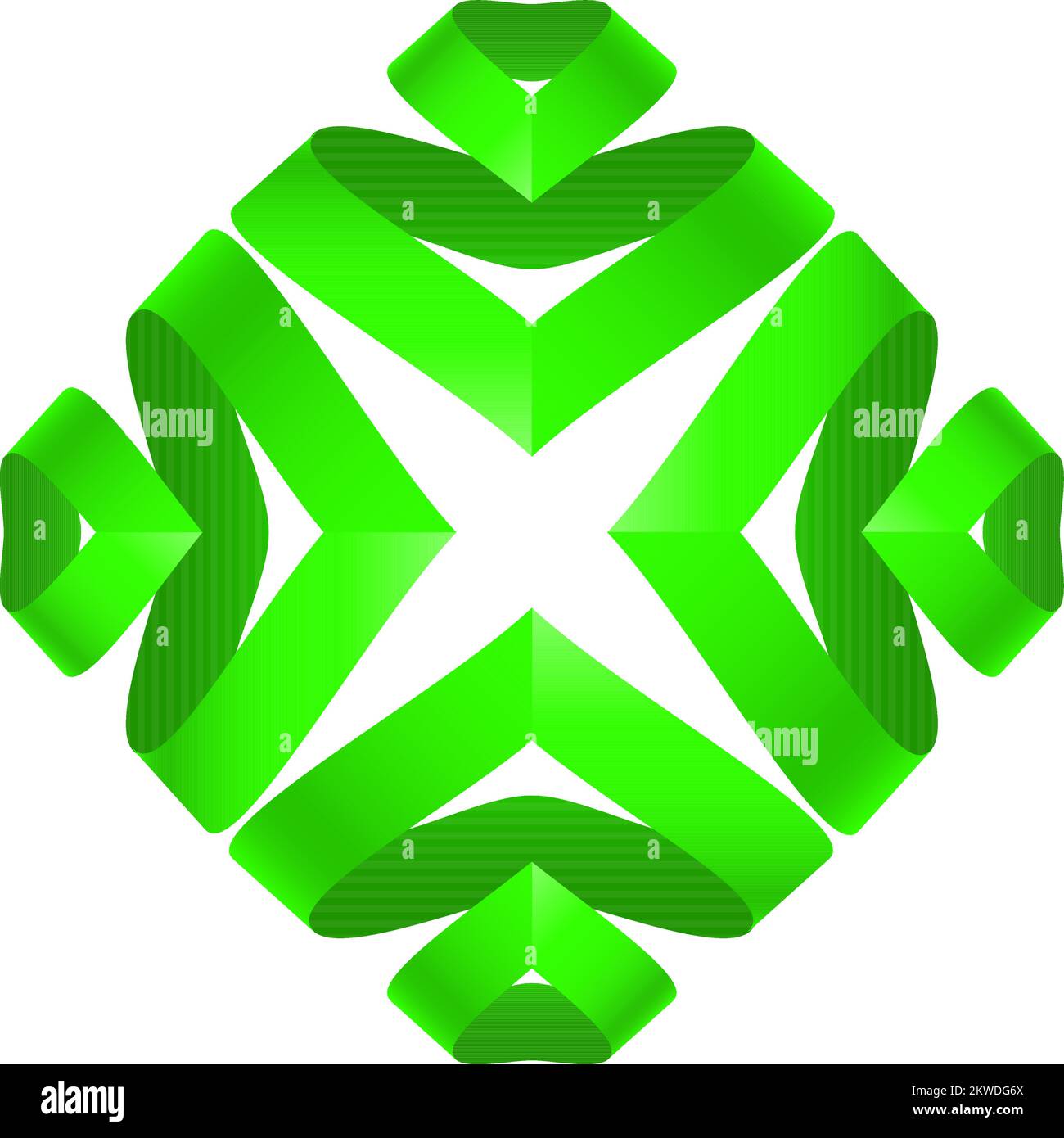 Cintas verdes abstractas estilizadas Elemento de origami para diseño sobre fondo blanco. La plantilla de ilustración para el logotipo o la infografía consta de Ilustración del Vector