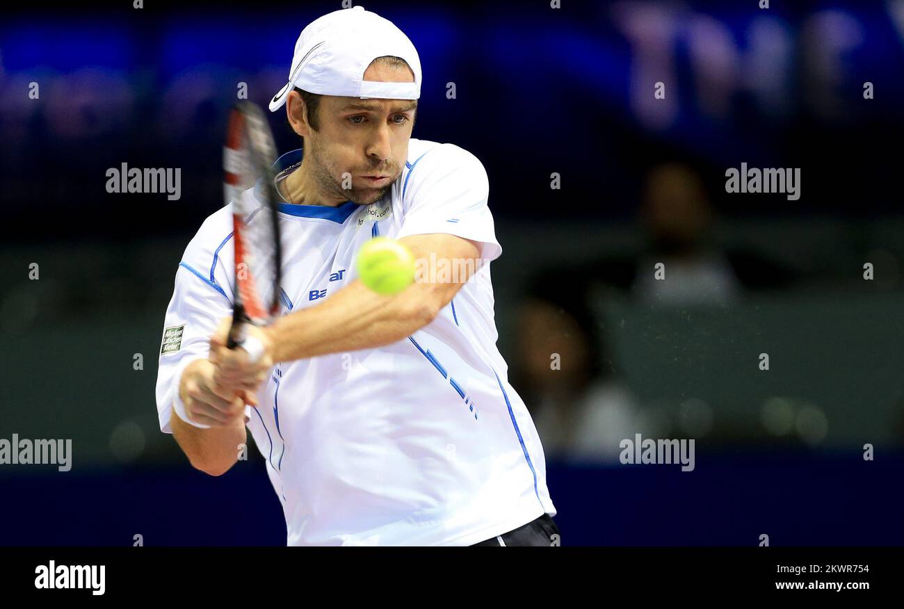 03.02.2014., Dom sportova, Zagreb, Croacia - PBZ Zagreb Indoor, Men's Singles, 1st ronda, Jesse Huta Galung (NED) - Benjamin Becker (GER). Foto: Slavko Midzor/PIXSELL Foto de stock