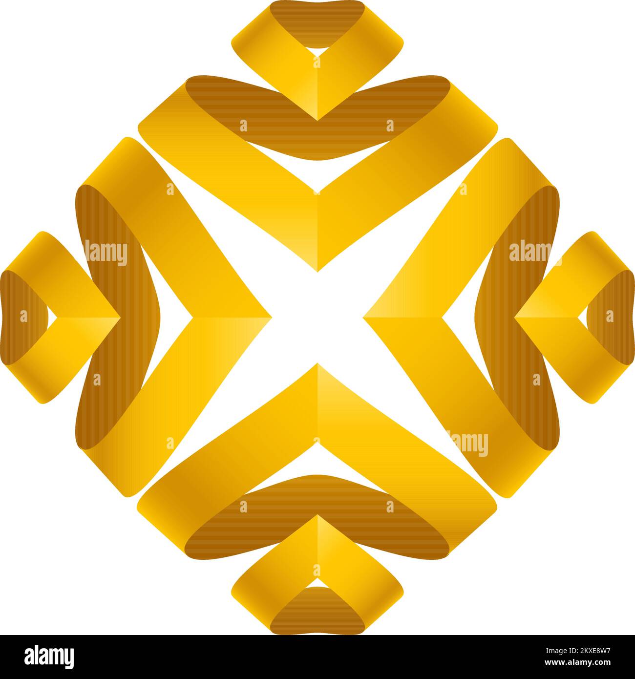 Cintas amarillas abstractas estilizadas Elemento de origami para diseño sobre fondo blanco. La plantilla de ilustración para el logotipo o la infografía consta de Ilustración del Vector