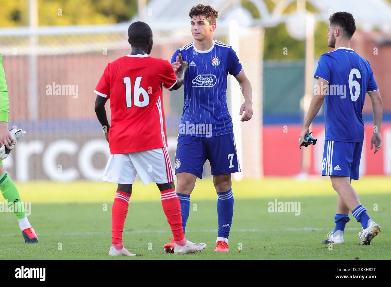 NYON, SUIZA - 18 DE AGOSTO: Ronaldo Camara de Benfica y Antonio Marin de  Dinamo Zagreb después del partido final de cuartos de la Liga Juvenil UEFA  entre Dinamo Zagreb y Benfica