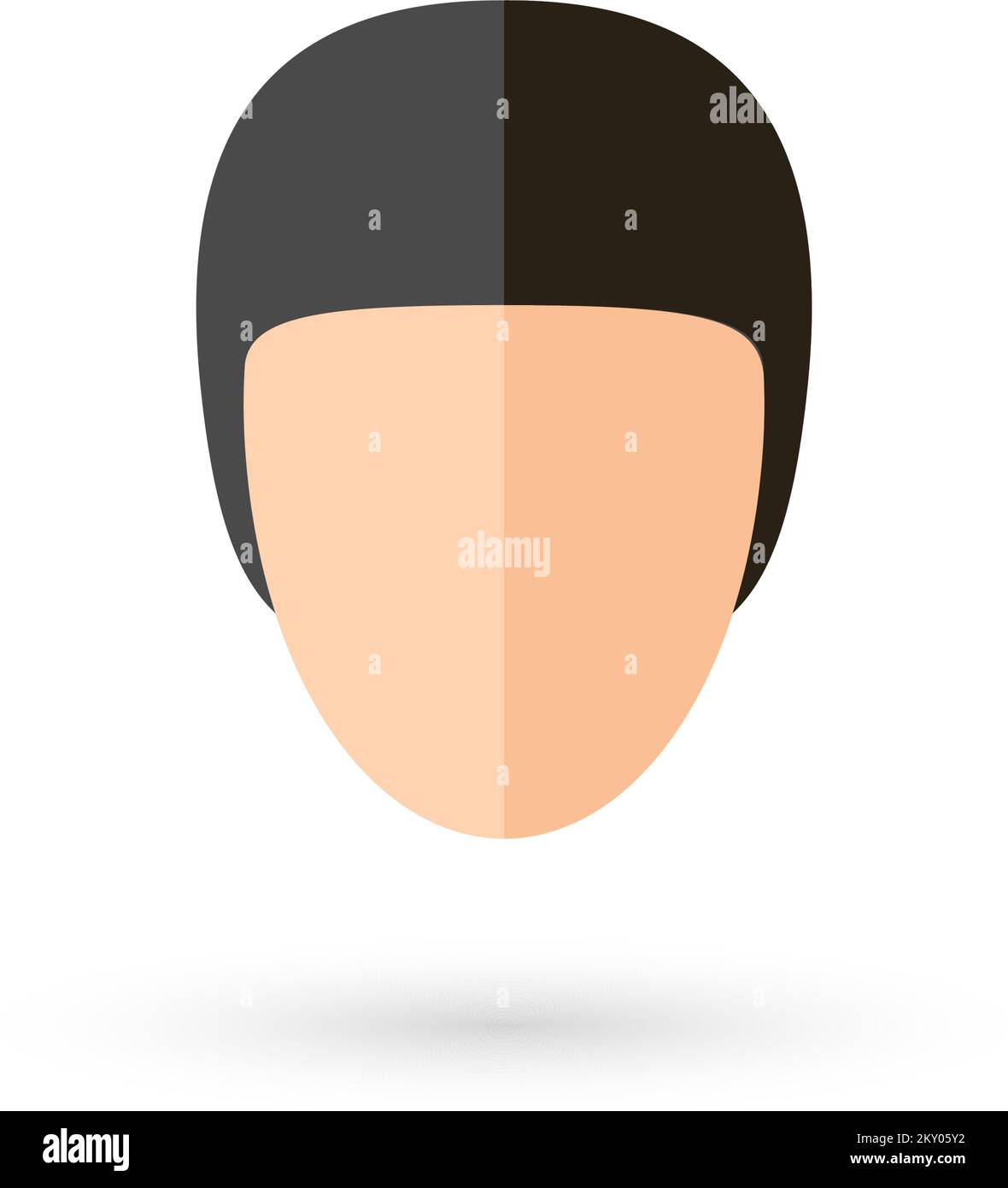 Hombre persona sin rostro Jefe Avatar icono con peinado negro. Ilustración aislada y plana Ilustración del Vector