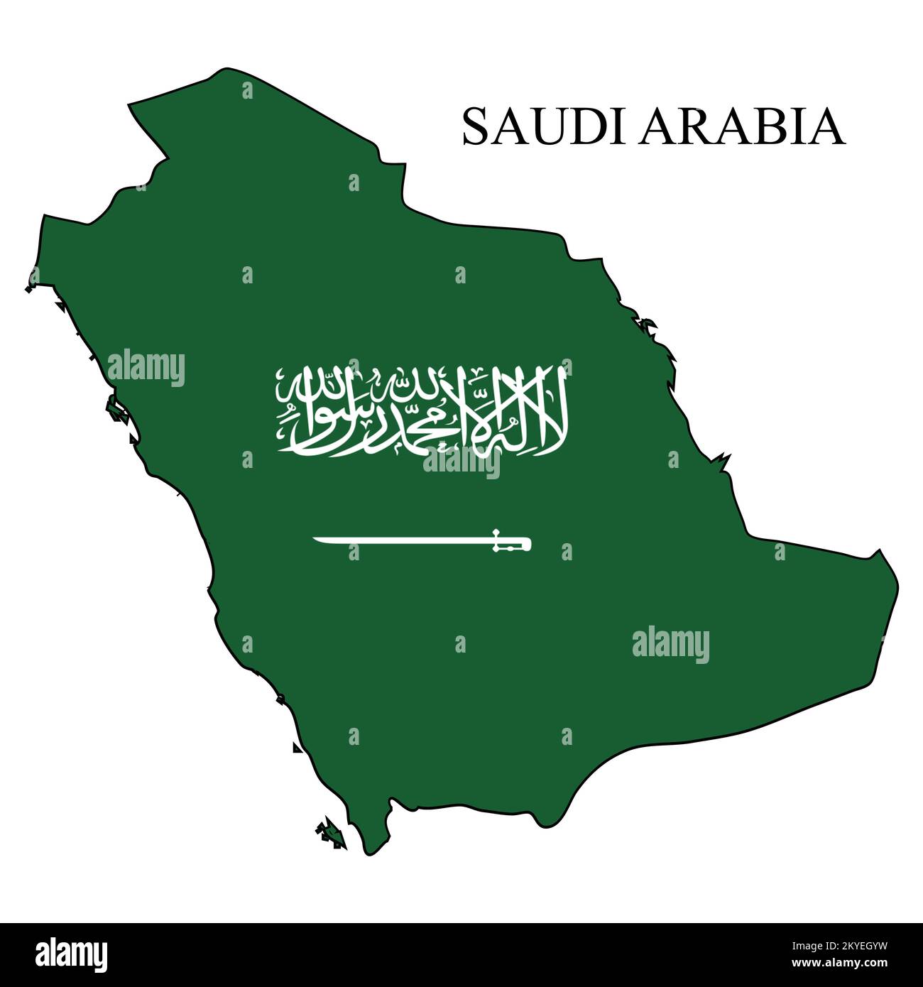 Ilustración vectorial del mapa de Arabia Saudita. Economía global. País famoso. Oriente Medio. Asia Occidental. Ilustración del Vector