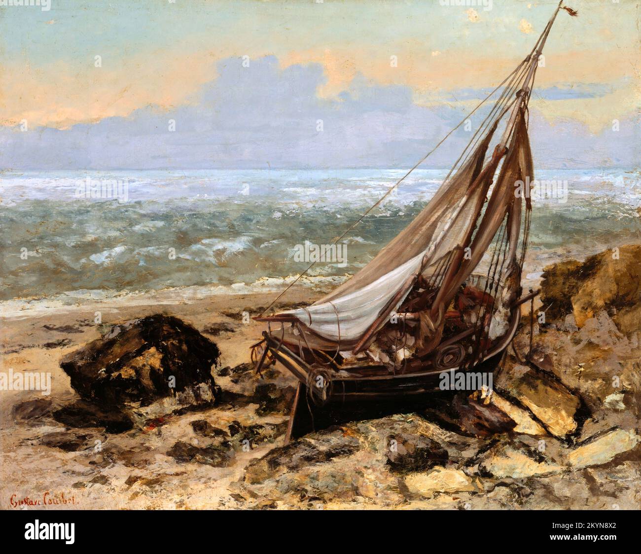 El barco de pesca de Gustave Courbet (1819-1877), óleo sobre lienzo, 1865 Foto de stock
