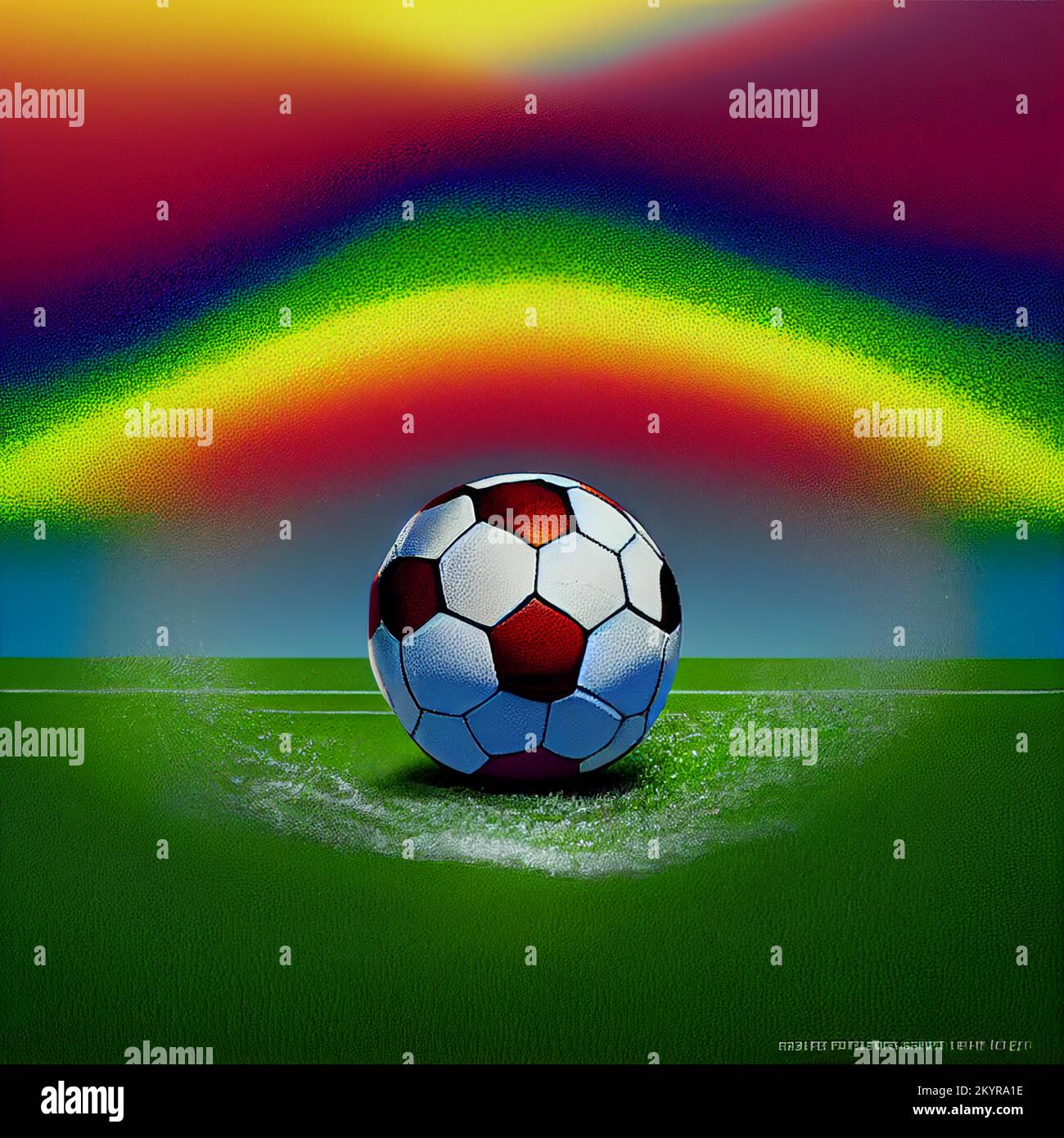 Fútbol / ilustración de fútbol, celebración de la Copa del Mundo, colores arcoiris Foto de stock