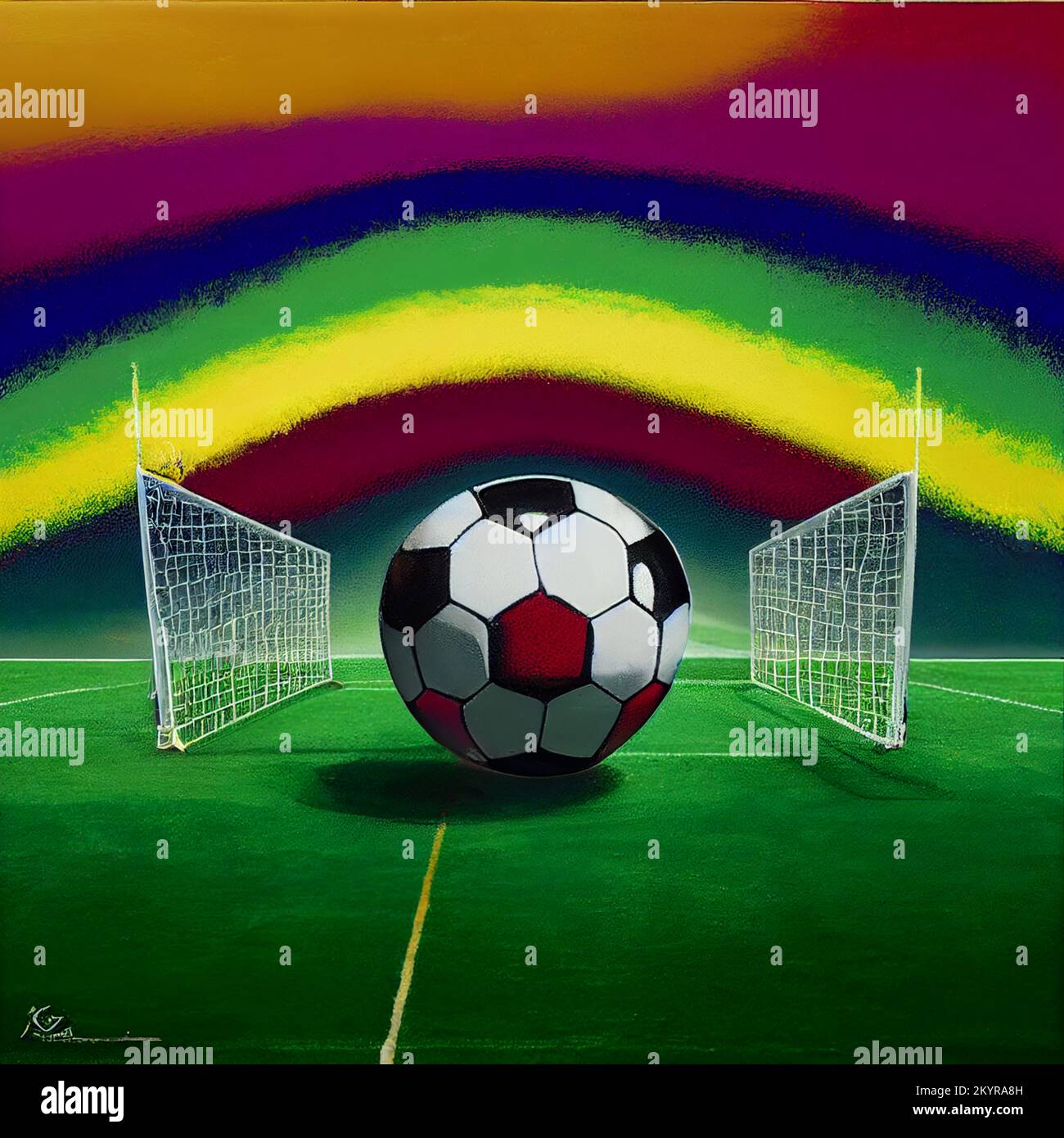 Fútbol / ilustración de fútbol, celebración de la Copa del Mundo, colores arcoiris Foto de stock