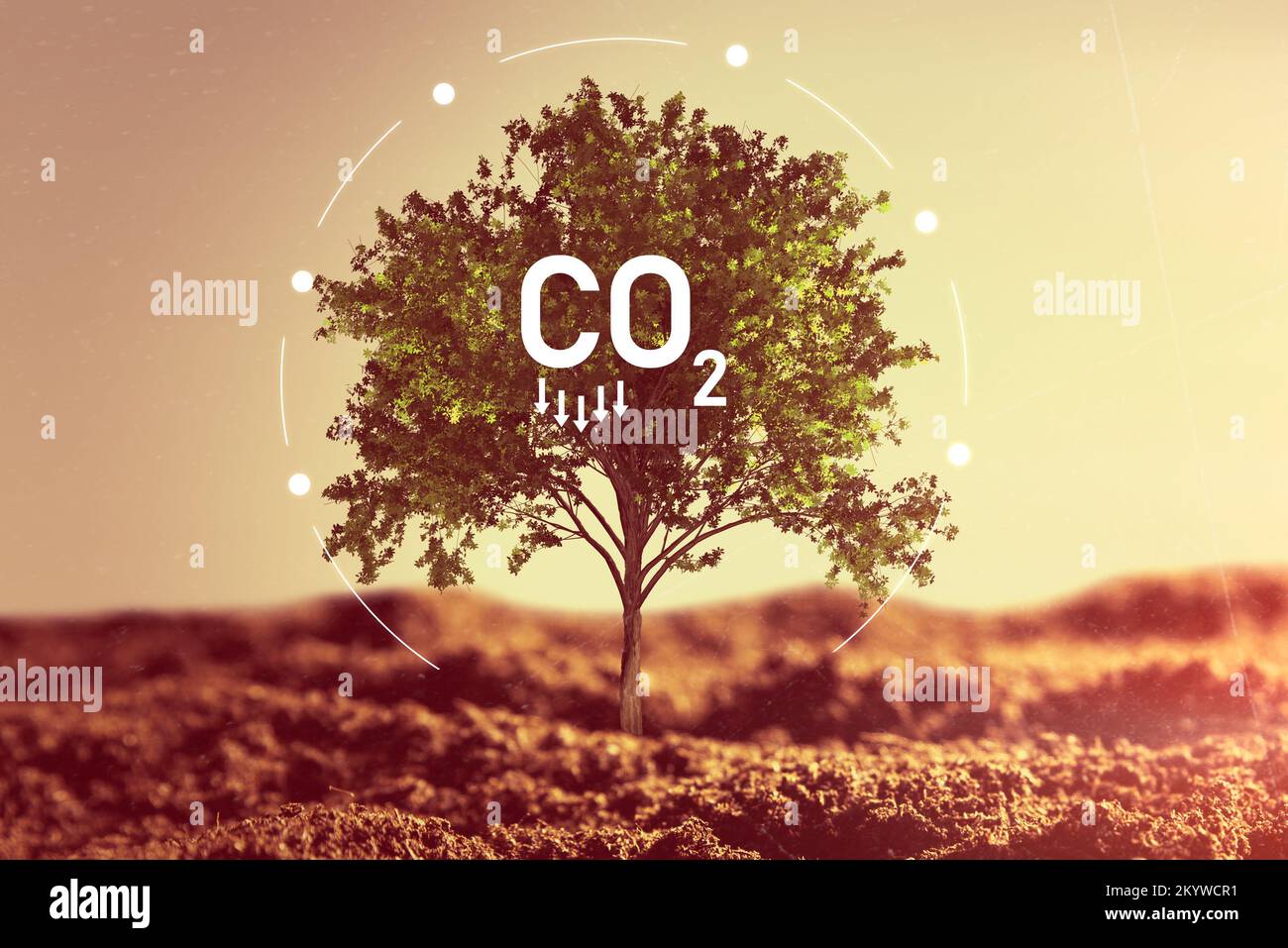Dióxido de carbono, emisiones de CO2, concepto de huella de carbono Foto de stock